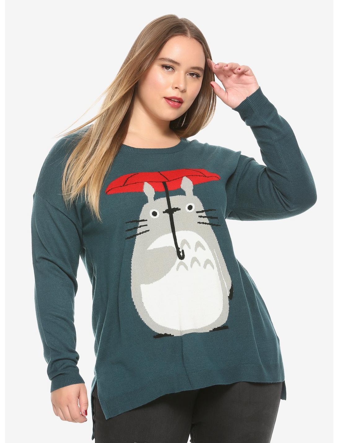 Her Universe Studio Ghibli My Neighbor Totoro Intarsia Totoro Girls Sweater Plus Size, TEAL, hi-res