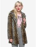 Leopard Print Faux Fur Girls Jacket, ANIMAL, hi-res