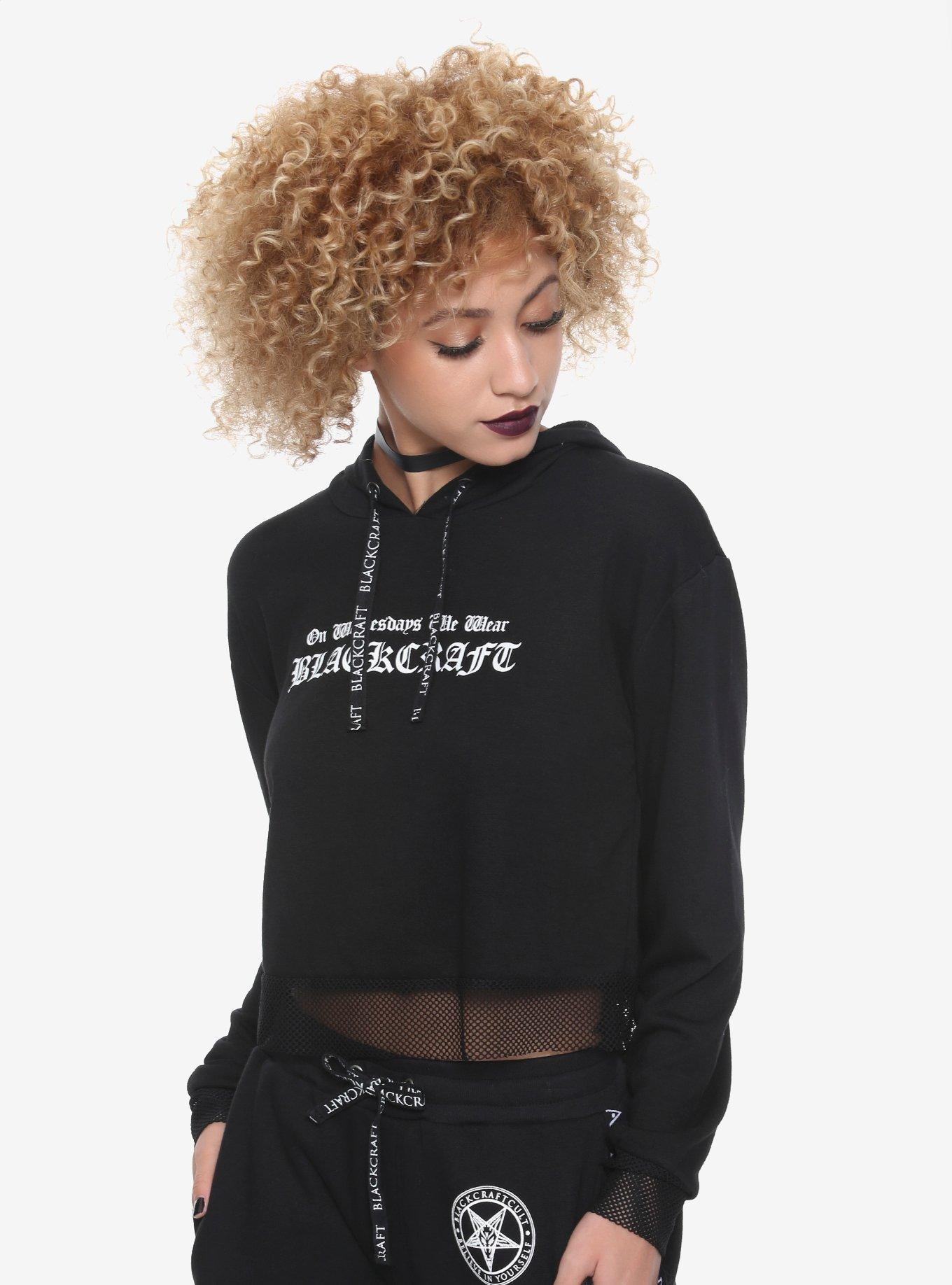 BlackCraft Girls Crop Hoodie Hot Topic Exclusive, BLACK, hi-res