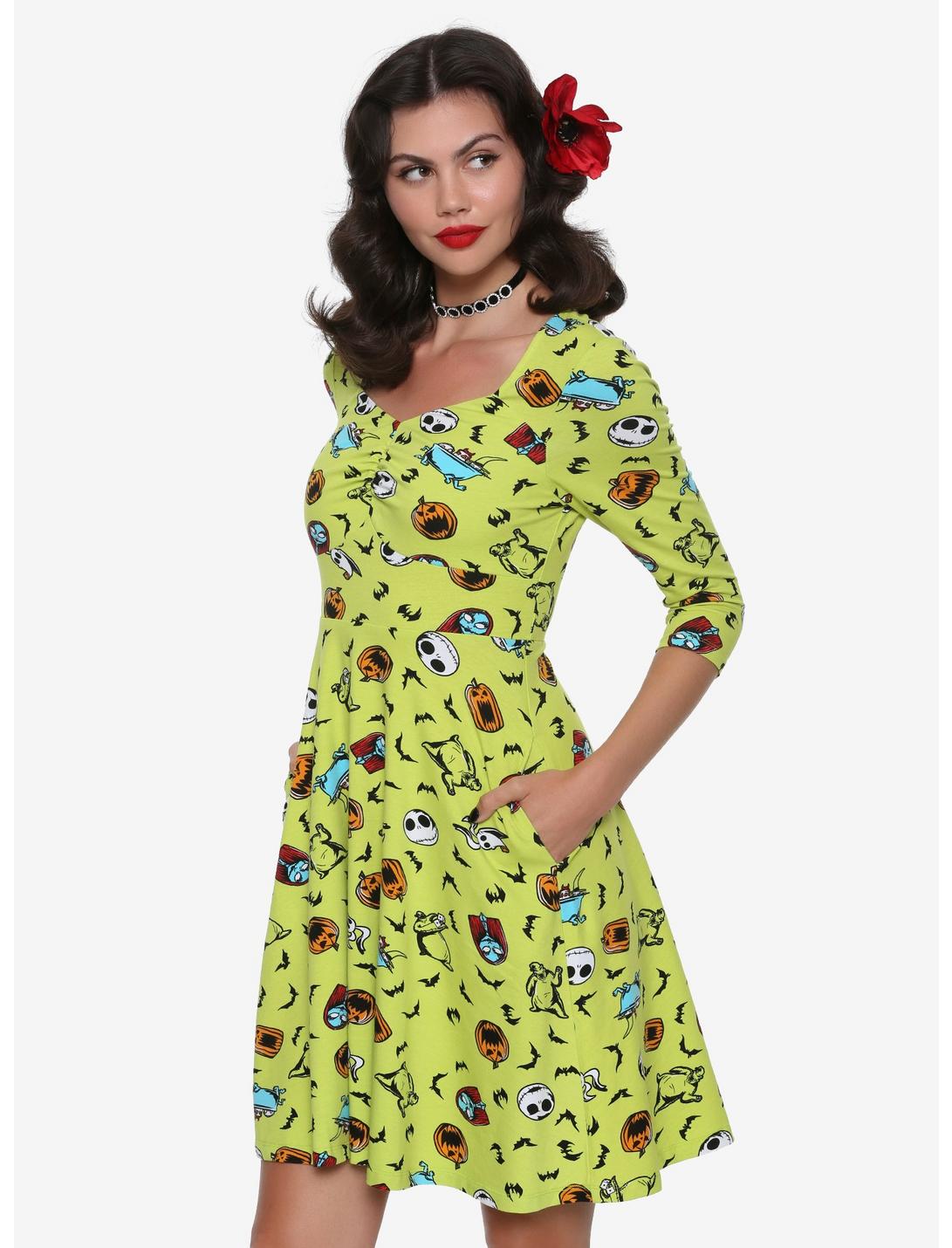 The Nightmare Before Christmas Retro Fit & Flare Dress, MULTI, hi-res