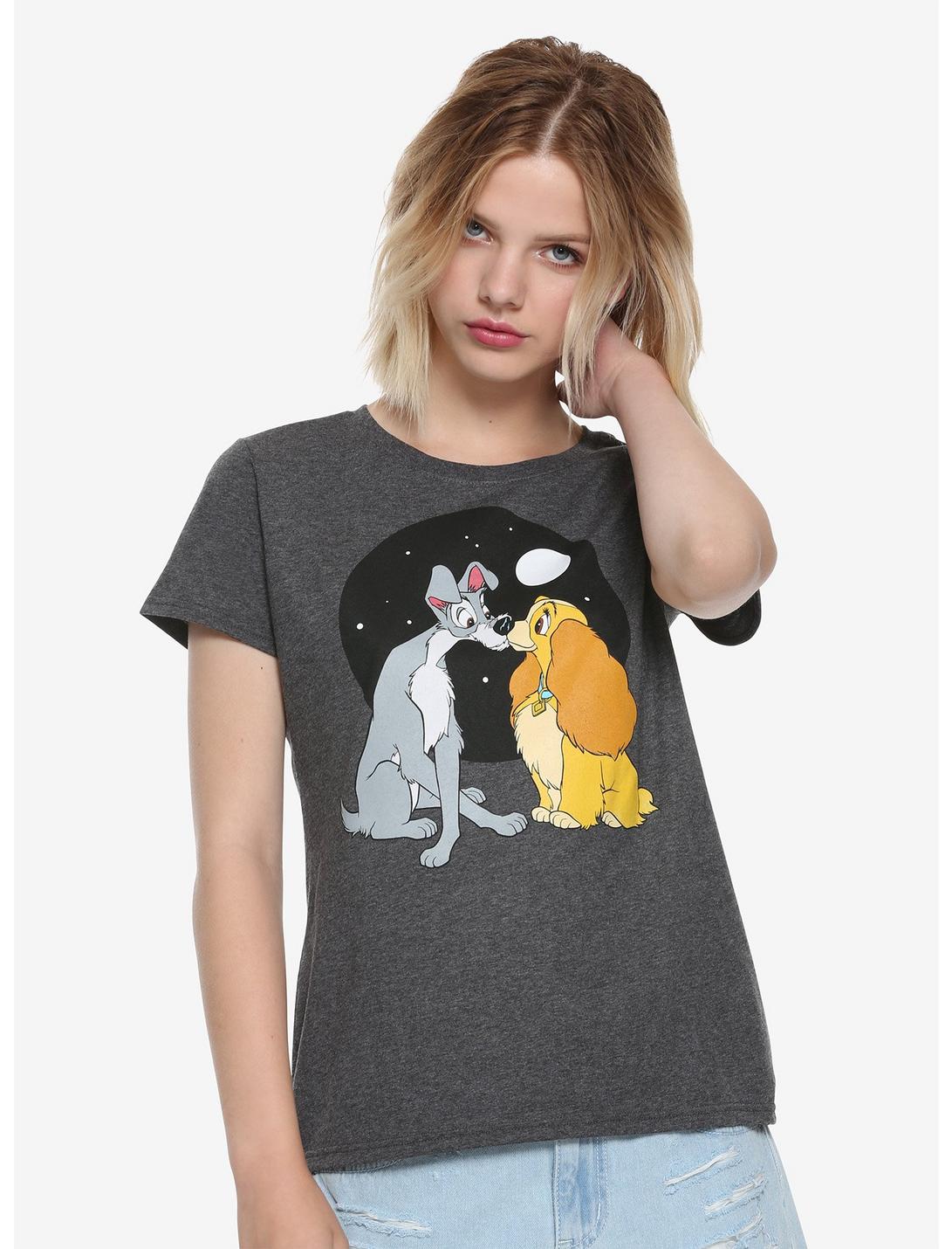 Disney Lady And The Tramp Kiss Girls T-Shirt, HEATHER  CHARCOAL, hi-res