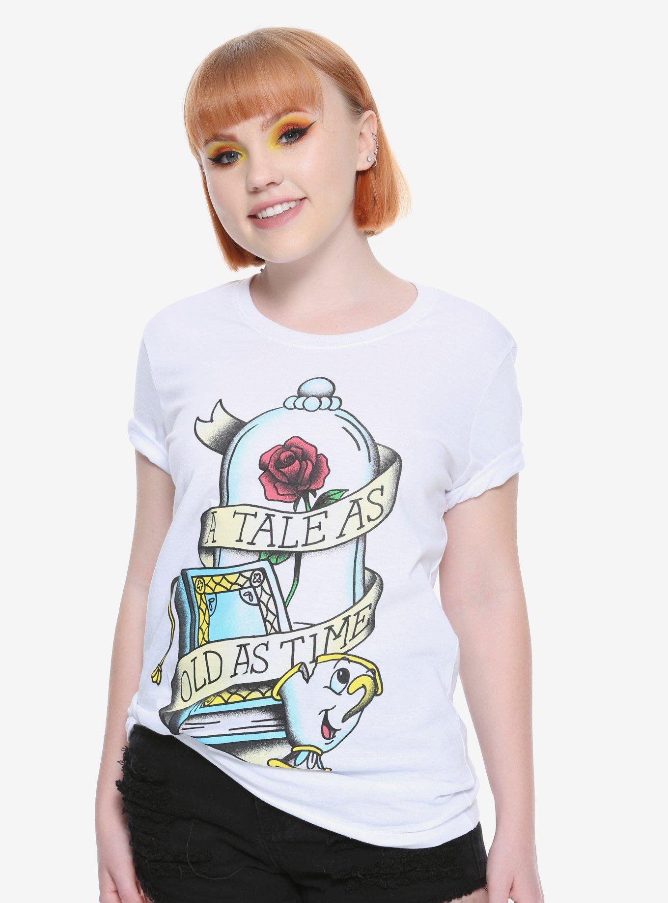 Disney Beauty And The Beast Tale Tattoo Flash Girls T-Shirt, MULTICOLOR, hi-res