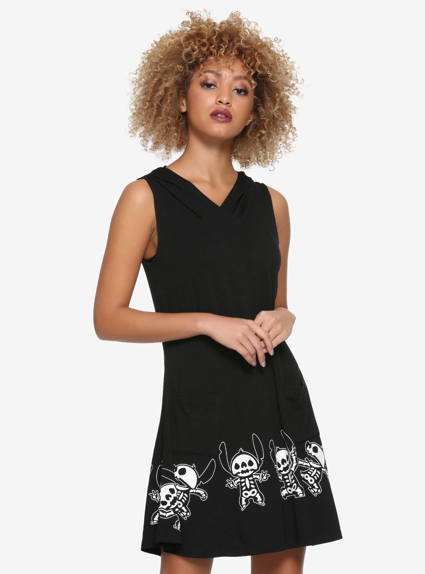 Disney Lilo & Stitch Skeleton Hooded Dress, WHITE, hi-res