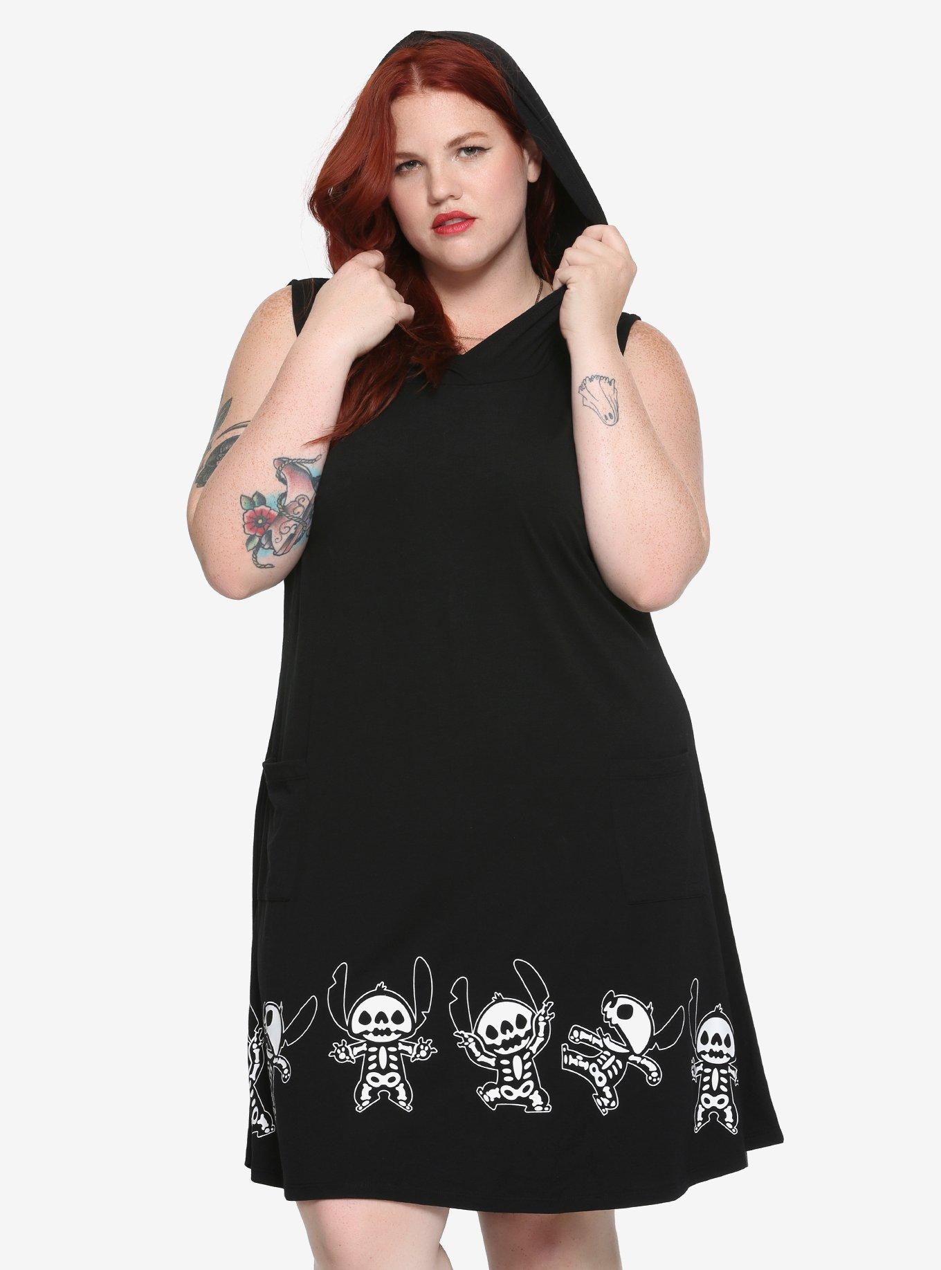 Disney Lilo & Stitch Skeleton Hooded Dress Plus Size, WHITE, hi-res