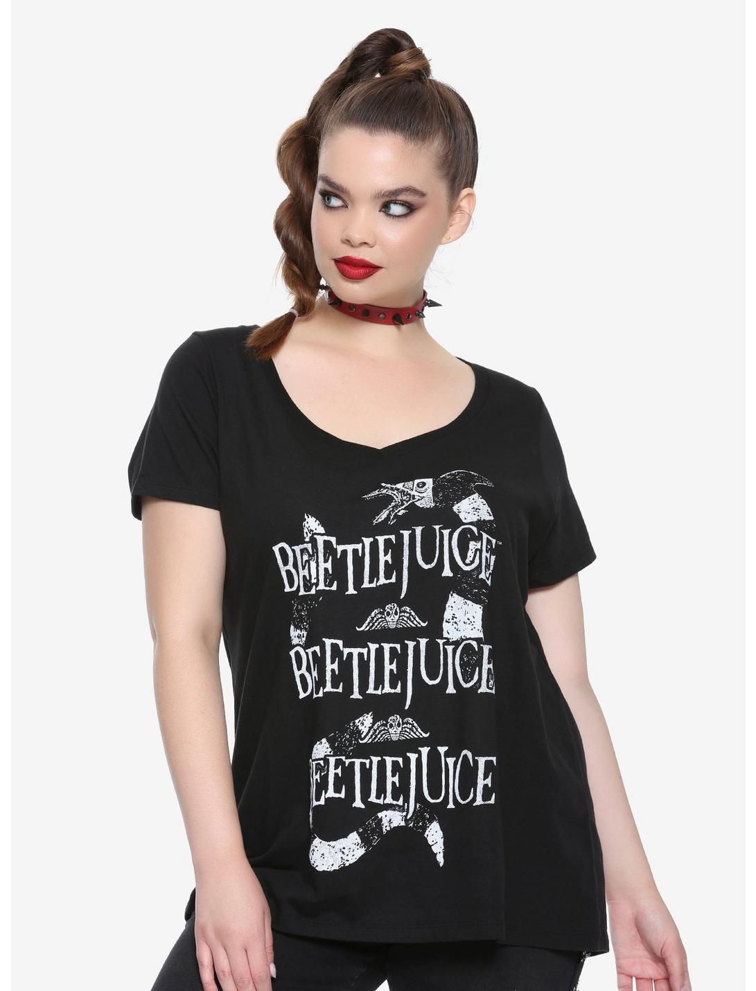 Beetlejuice Repeated Girls V-Neck T-Shirt Plus Size | Hot Topic