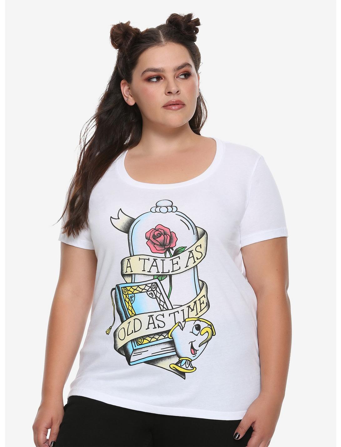 Disney Beauty And The Beast Tale Tattoo Flash Girls T-Shirt Plus Size, MULTICOLOR, hi-res