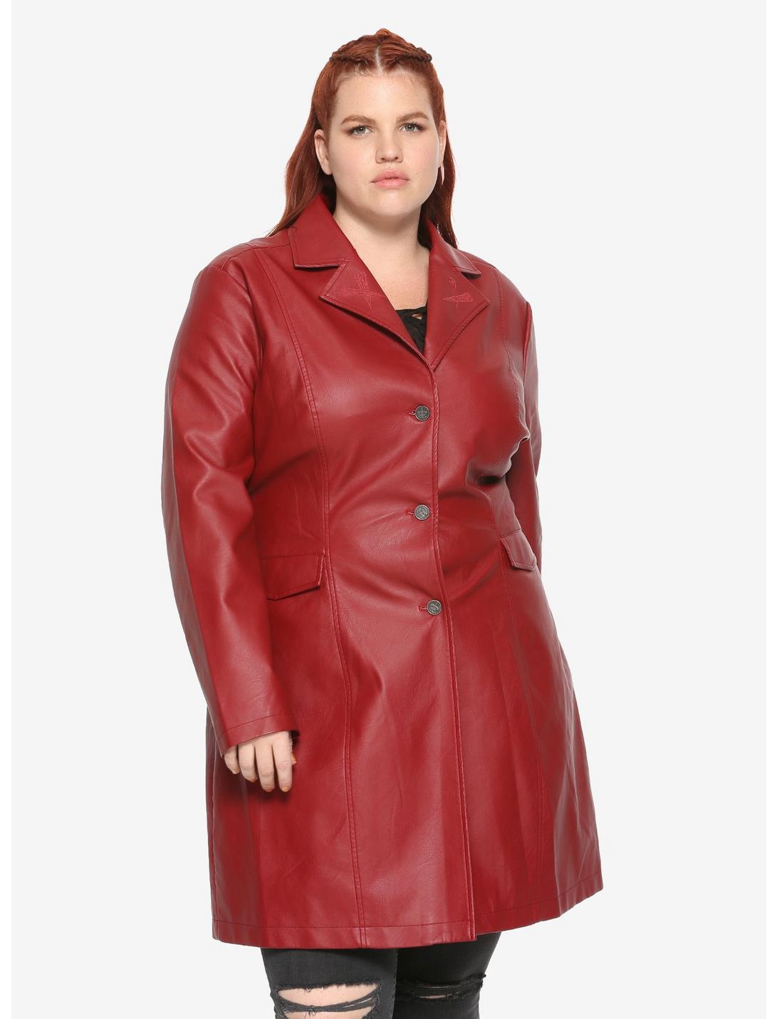 Buffy The Vampire Slayer Girls Trench Coat Plus Size, RED, hi-res