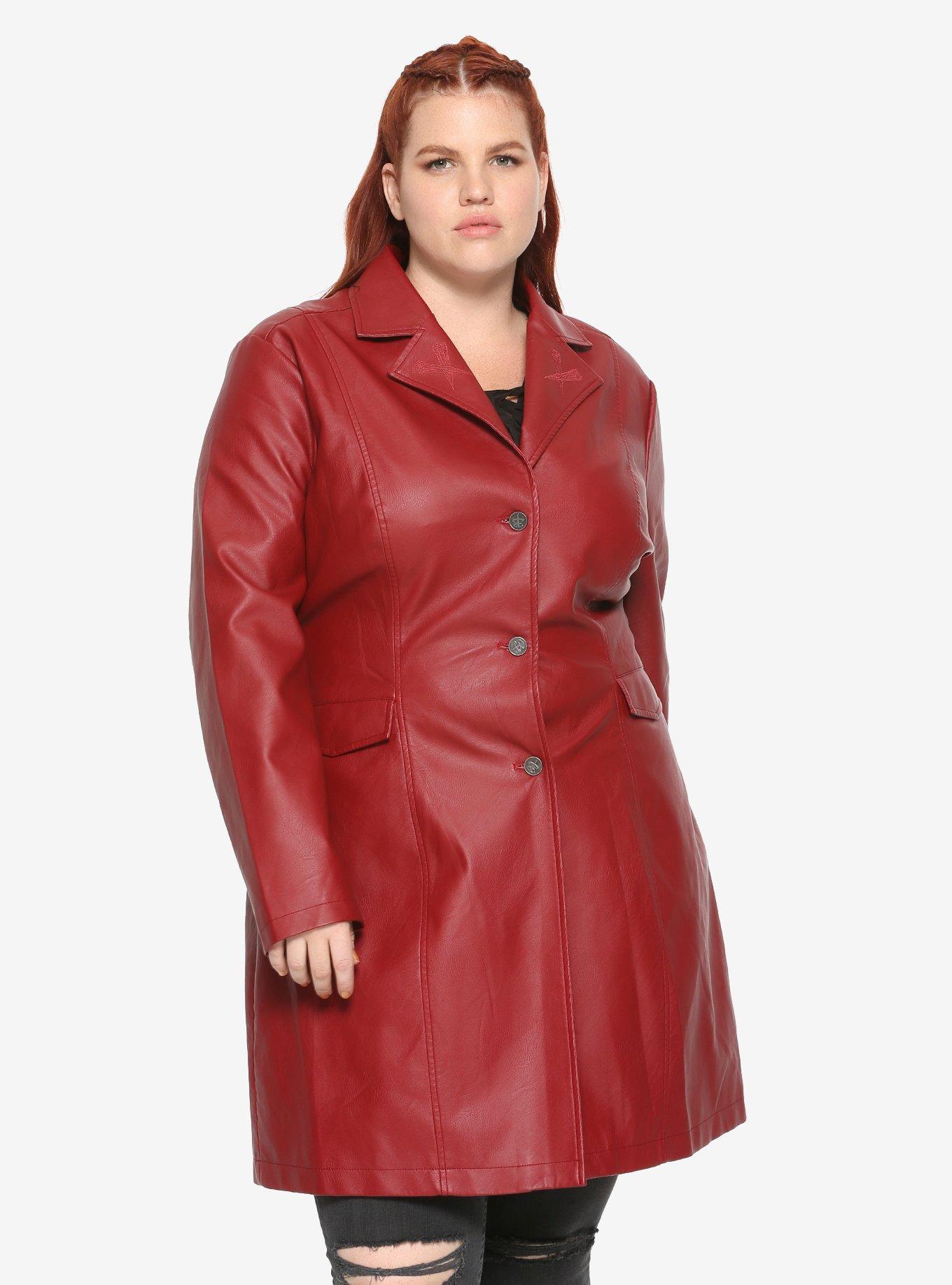 Buffy The Vampire Slayer Girls Trench Coat Plus Size, RED, hi-res