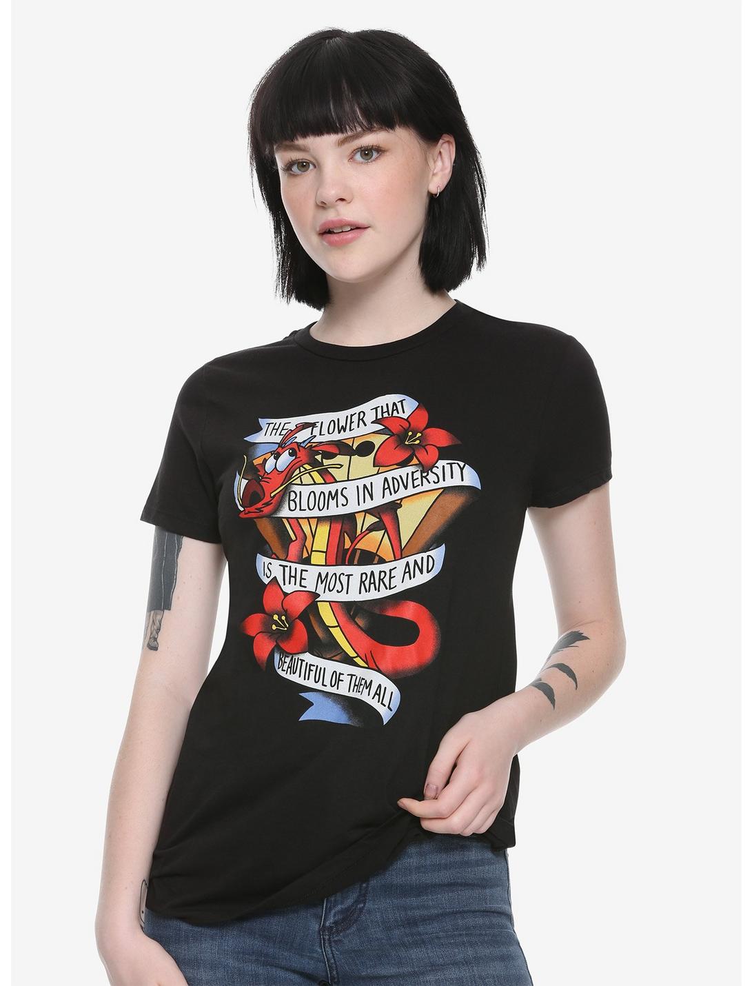Disney Mulan Mushu Bloom Girls T-Shirt, BLACK, hi-res