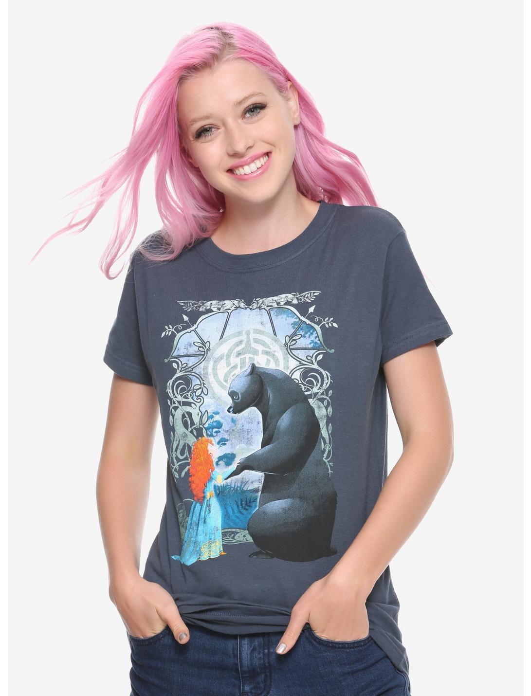 Disney Brave Merida Bear Art Nouveau Girls T-Shirt, TEAL, hi-res