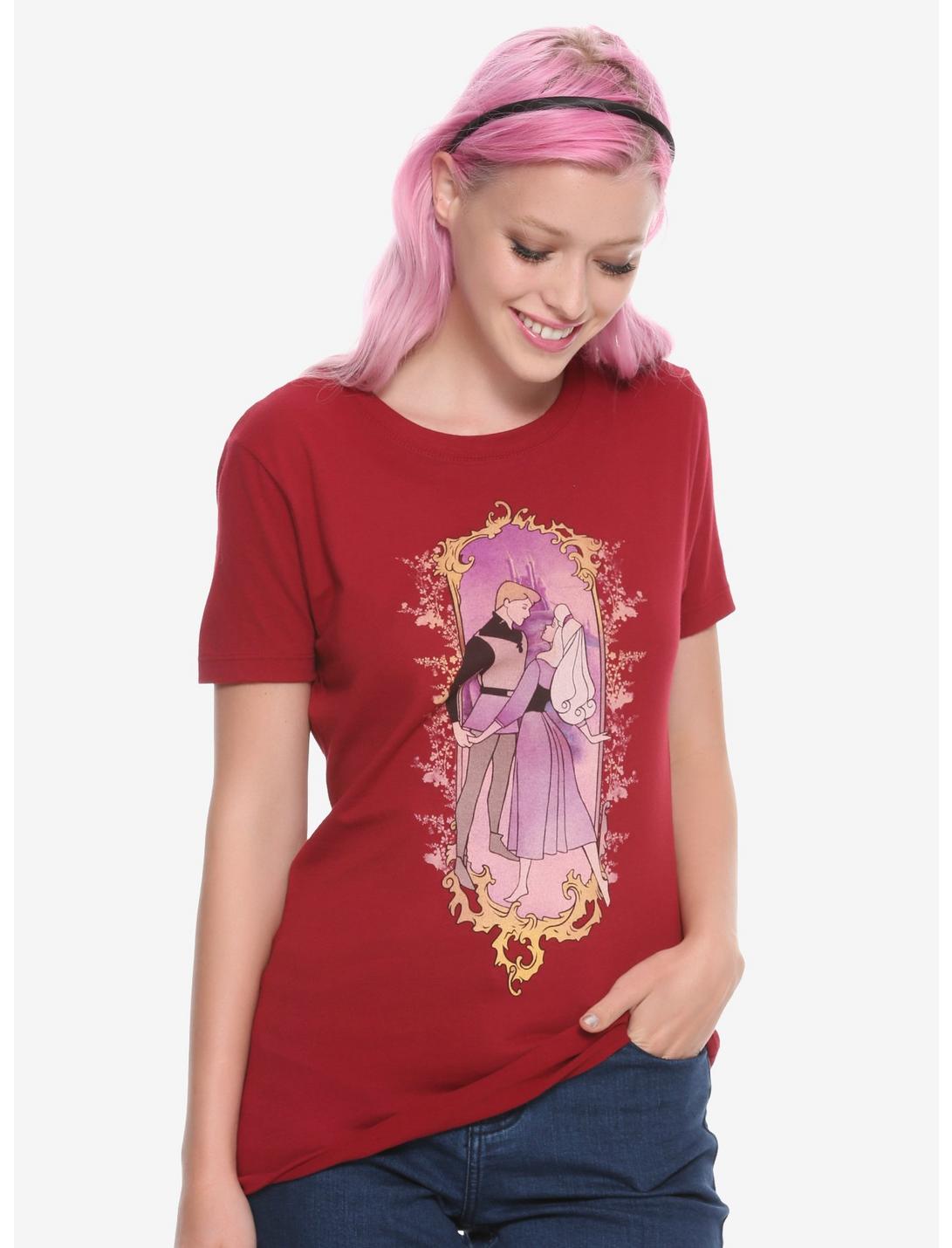 Disney Sleeping Beauty Aurora & Phillip Art Nouveau Girls T-Shirt, PINK, hi-res