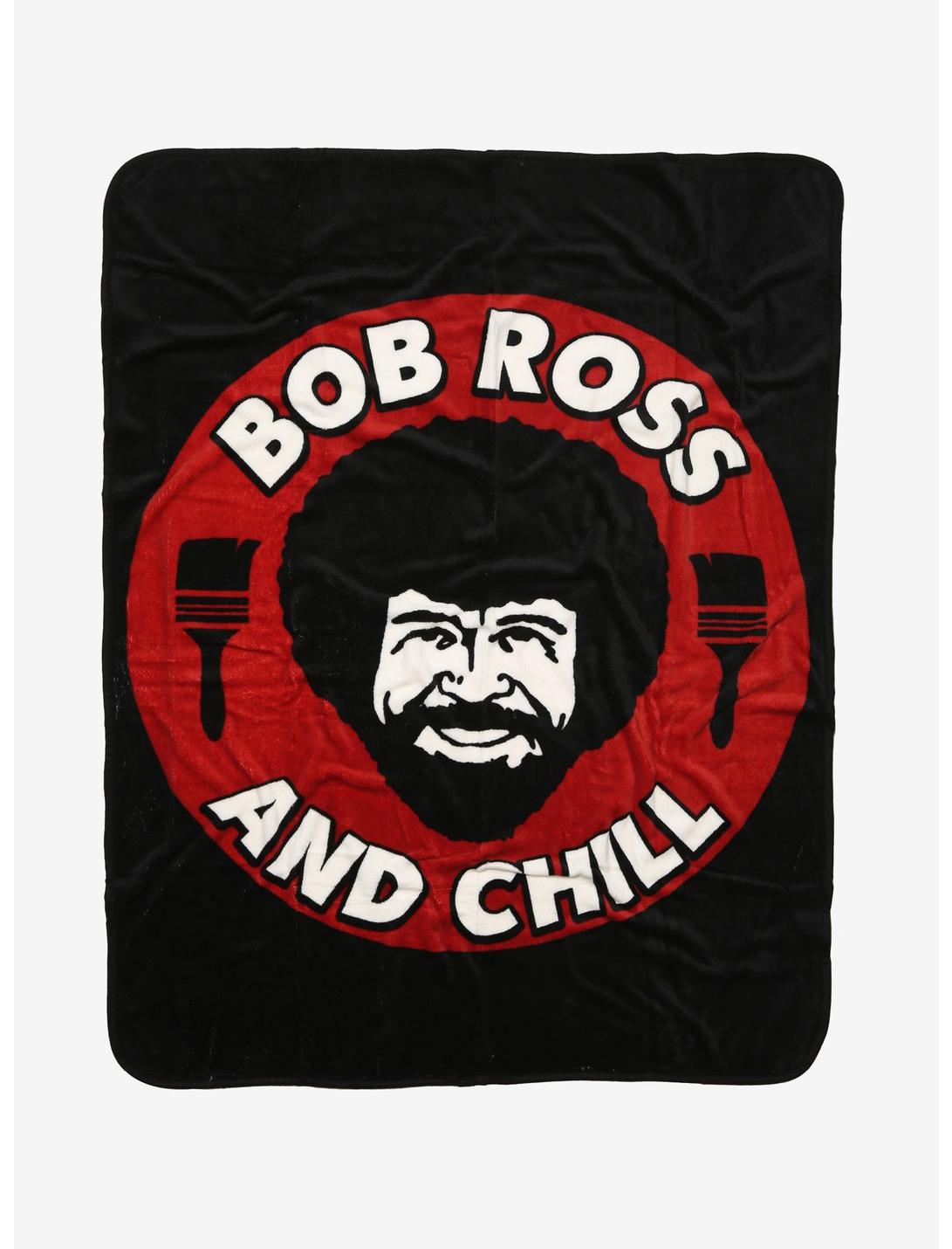 Bob Ross And Chill Red Throw Blanket, , hi-res