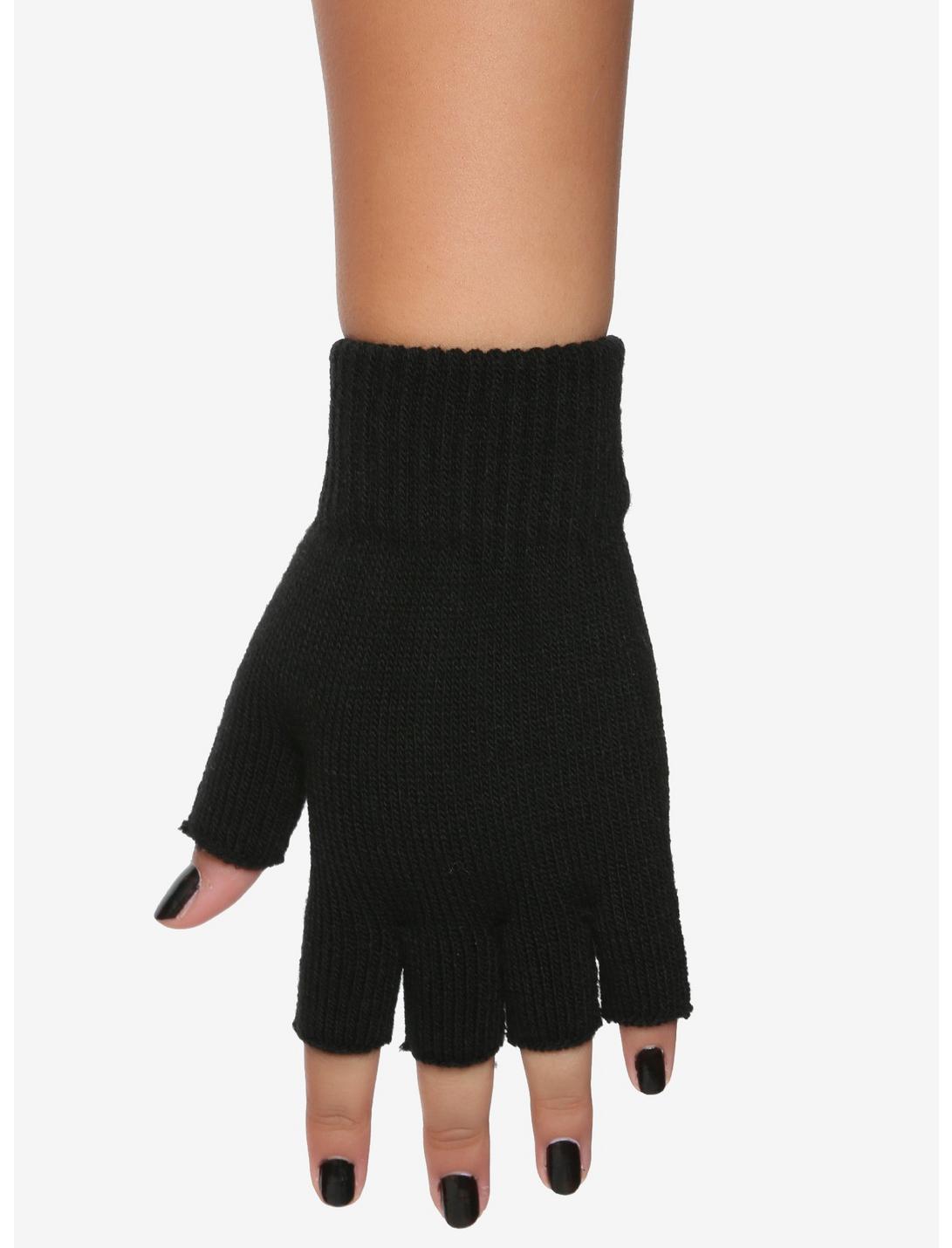 Black Fingerless Gloves, , hi-res
