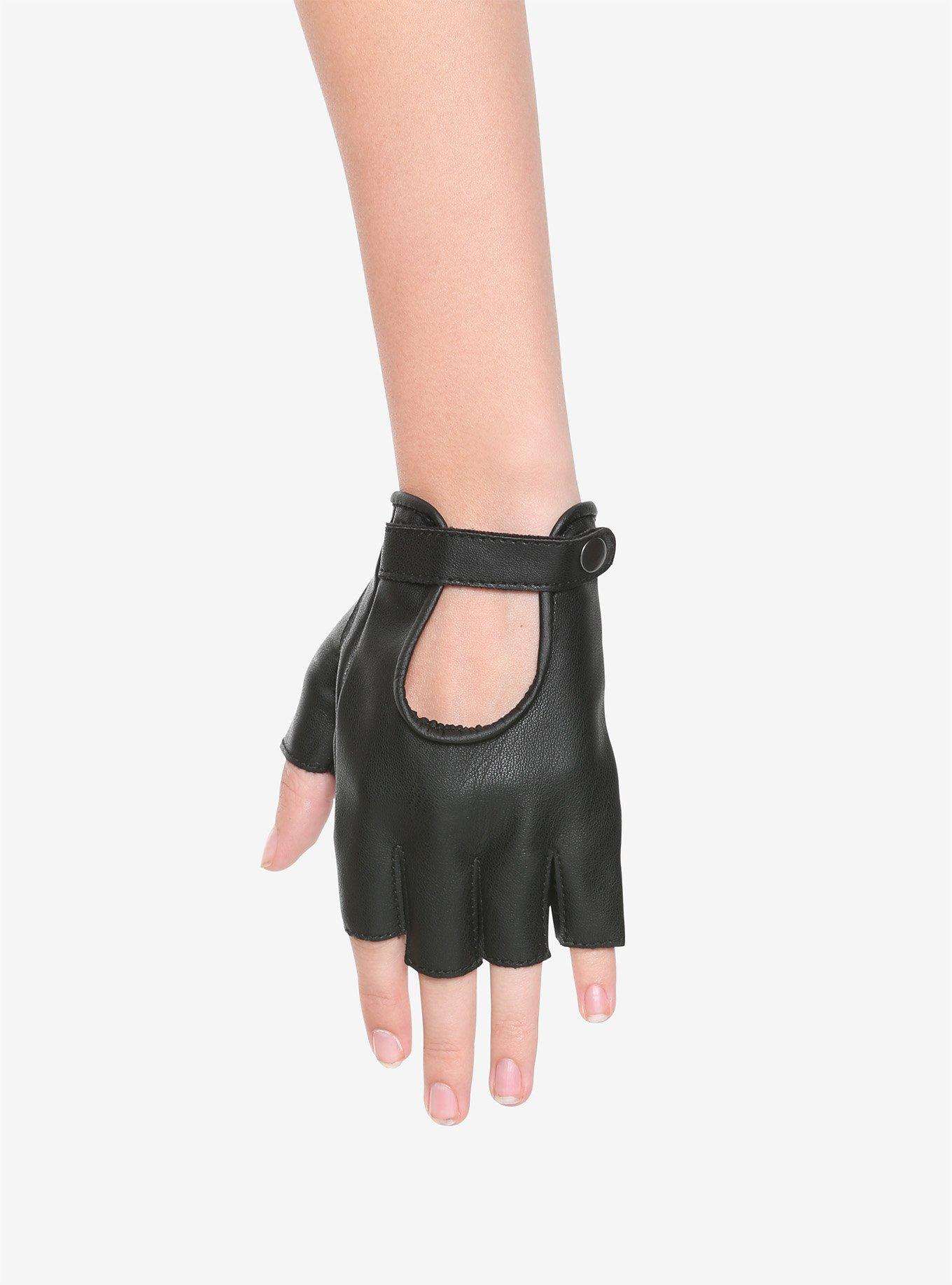 Genuine Leather Lambskin Punk Fingerless Motorcycle Biker Riding