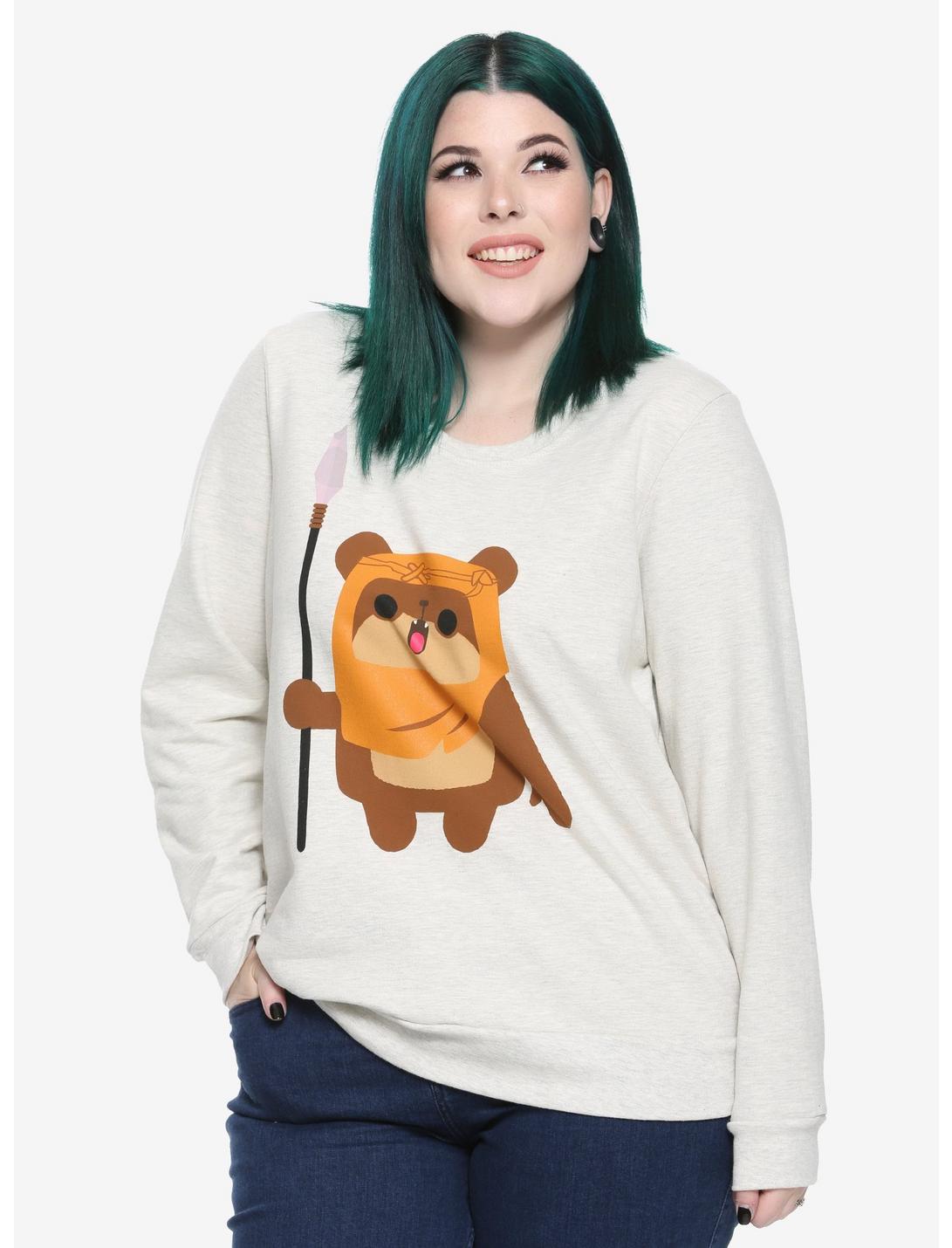Her Universe Star Wars Chibi Ewok Girls Sweatshirt Plus Size, OATMEAL, hi-res