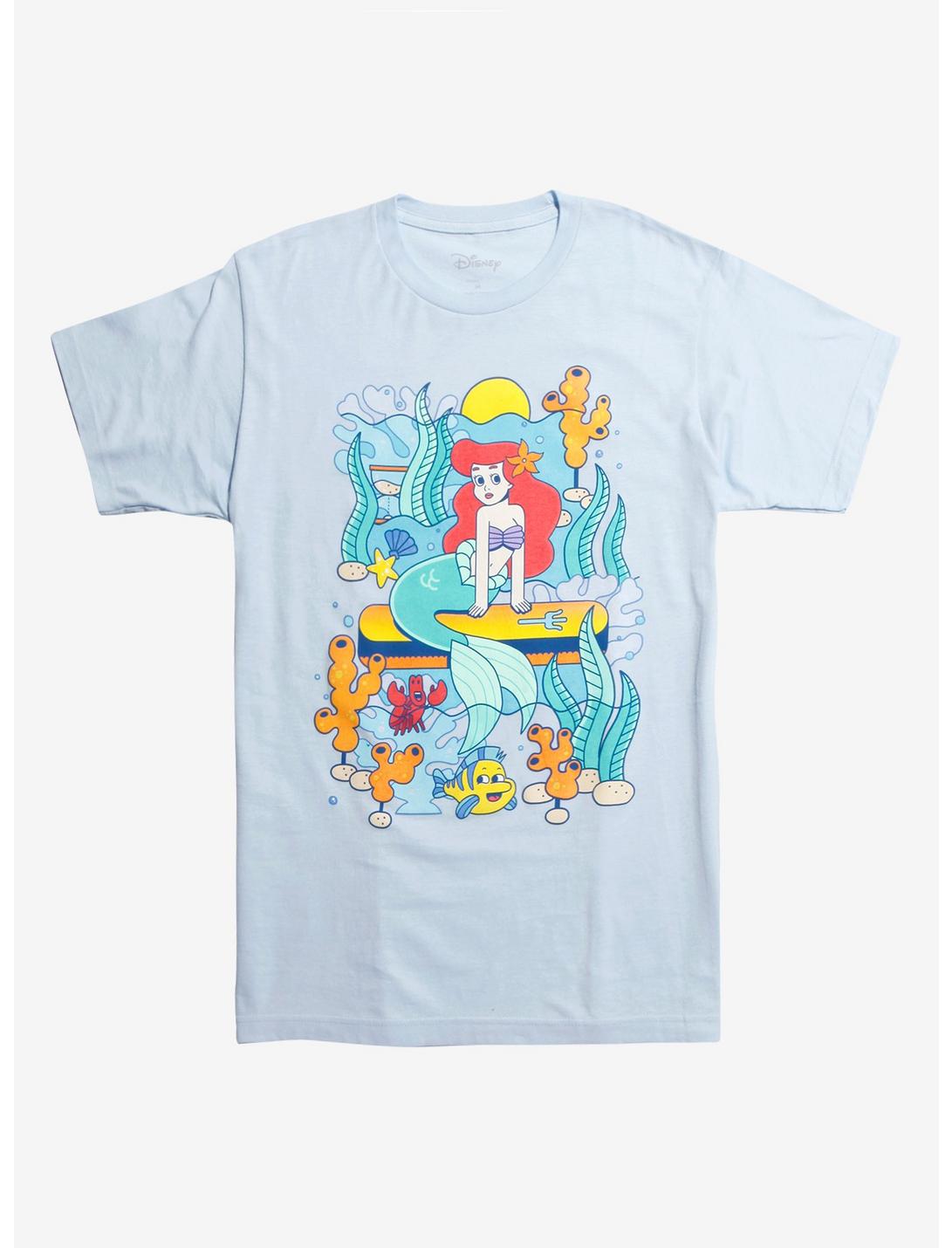 Disney The Little Mermaid Cartoon T-Shirt Hot Topic Exclusive, LIGHT BLUE, hi-res