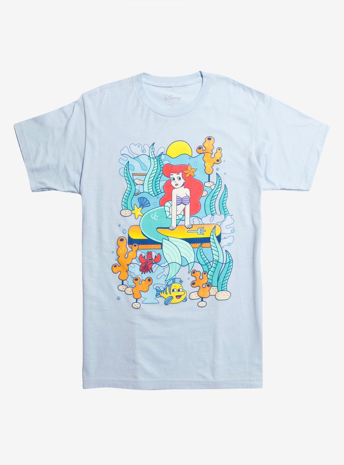 Disney The Little Mermaid Cartoon T-Shirt Hot Topic Exclusive, LIGHT BLUE, hi-res
