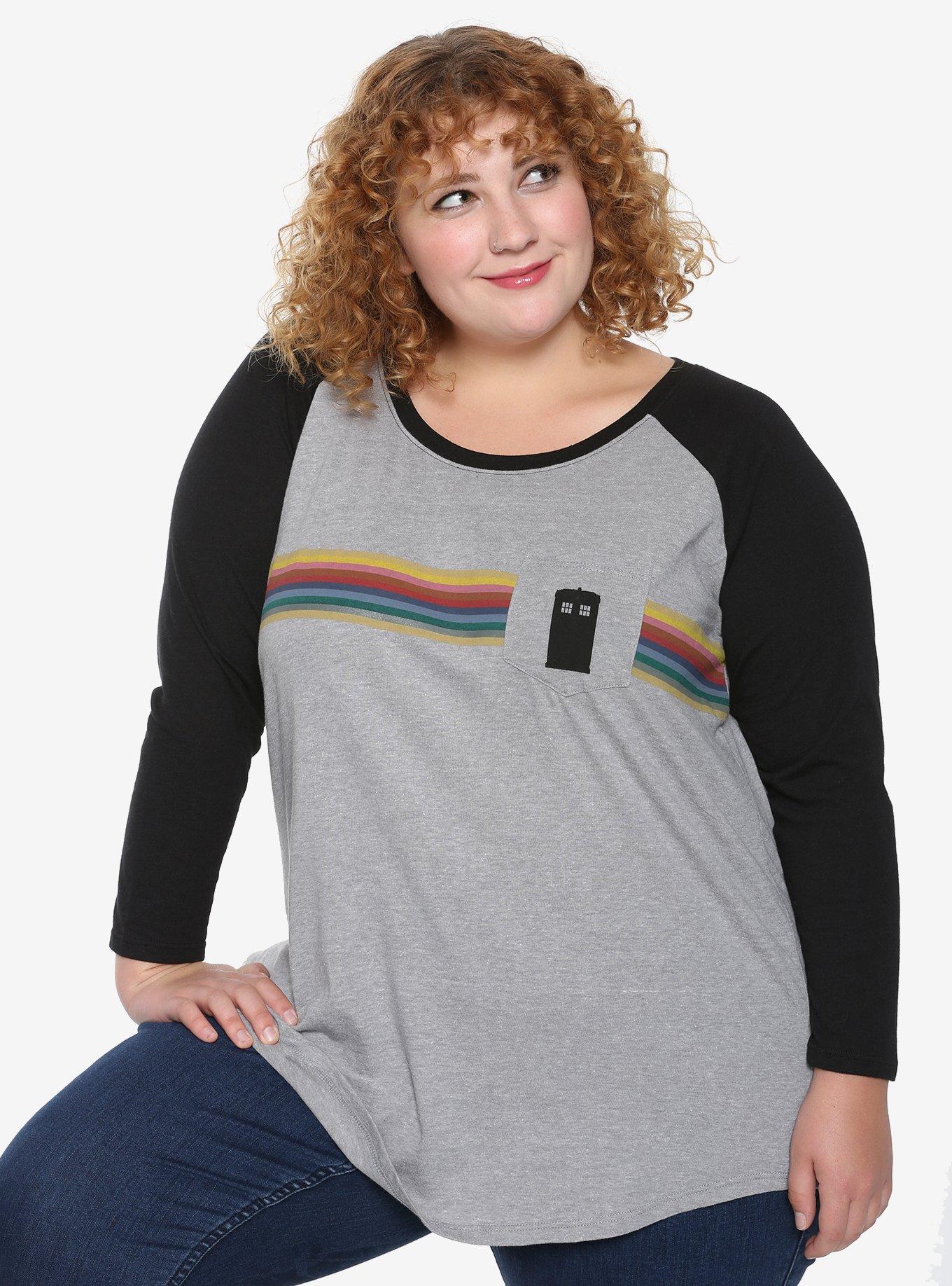 Doctor Who Thirteenth Doctor TARDIS Pocket Raglan T-Shirt Plus Size, MULTI, hi-res