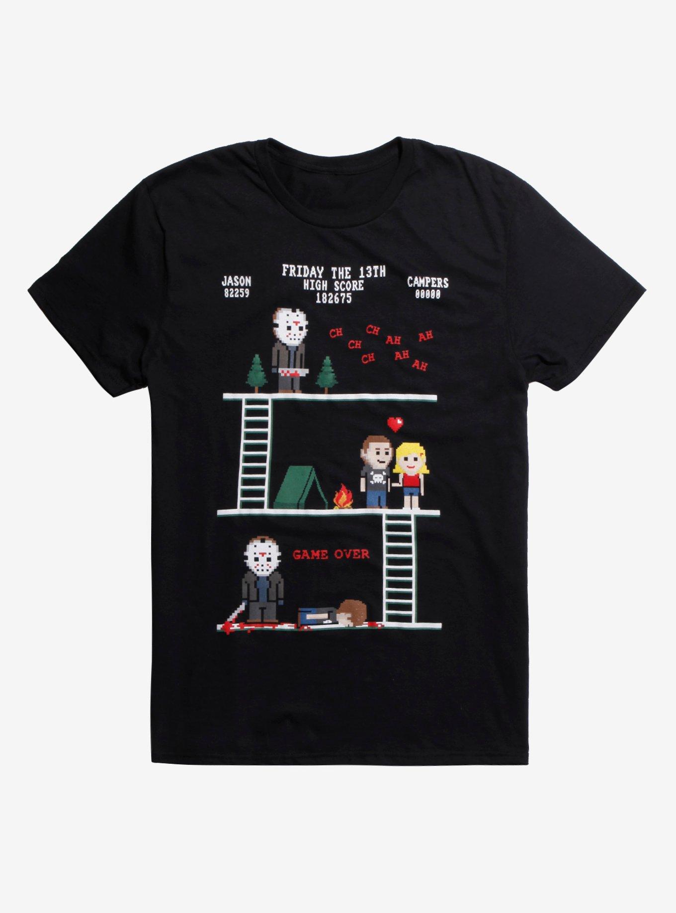Friday The 13th 8-Bit T-Shirt Hot Topic Exclusive, BLACK, hi-res