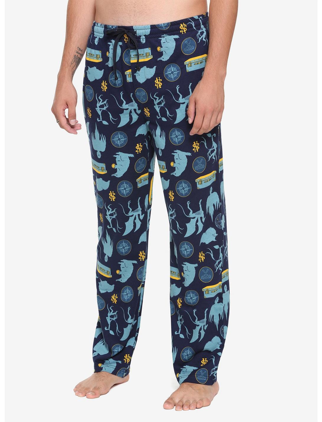 Fantastic Beasts: The Crimes Of Grindelwald Creature Icons Guys Pajama Pants, BLUE, hi-res