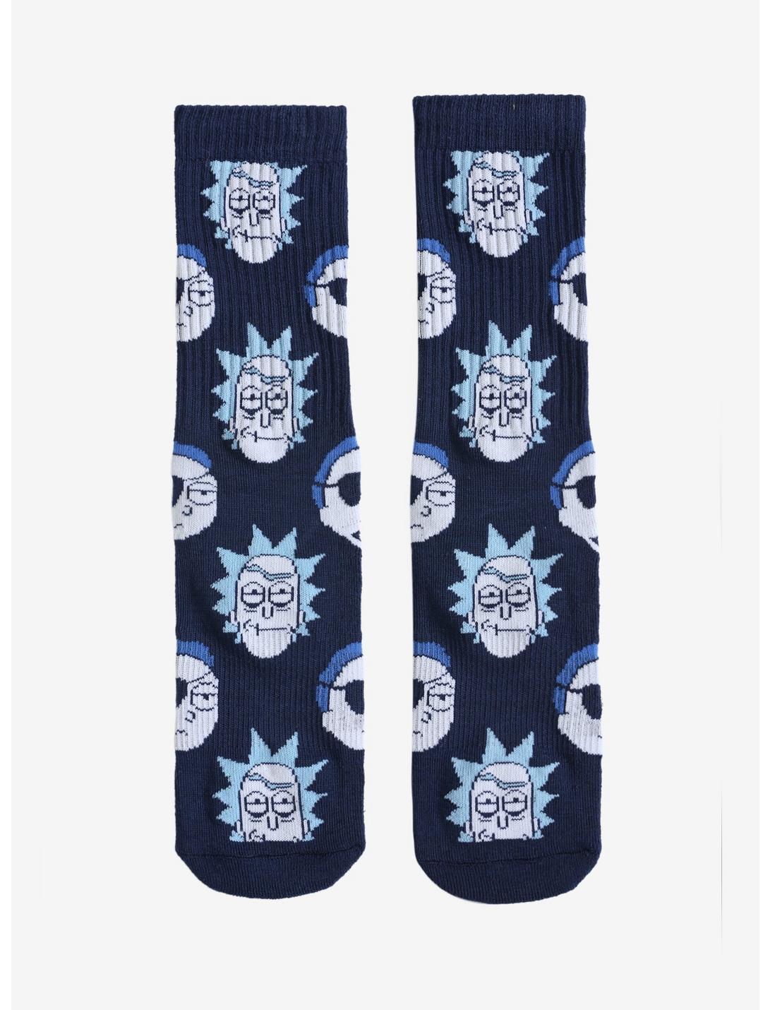 Rick And Morty Evil Blue Crew Socks, , hi-res