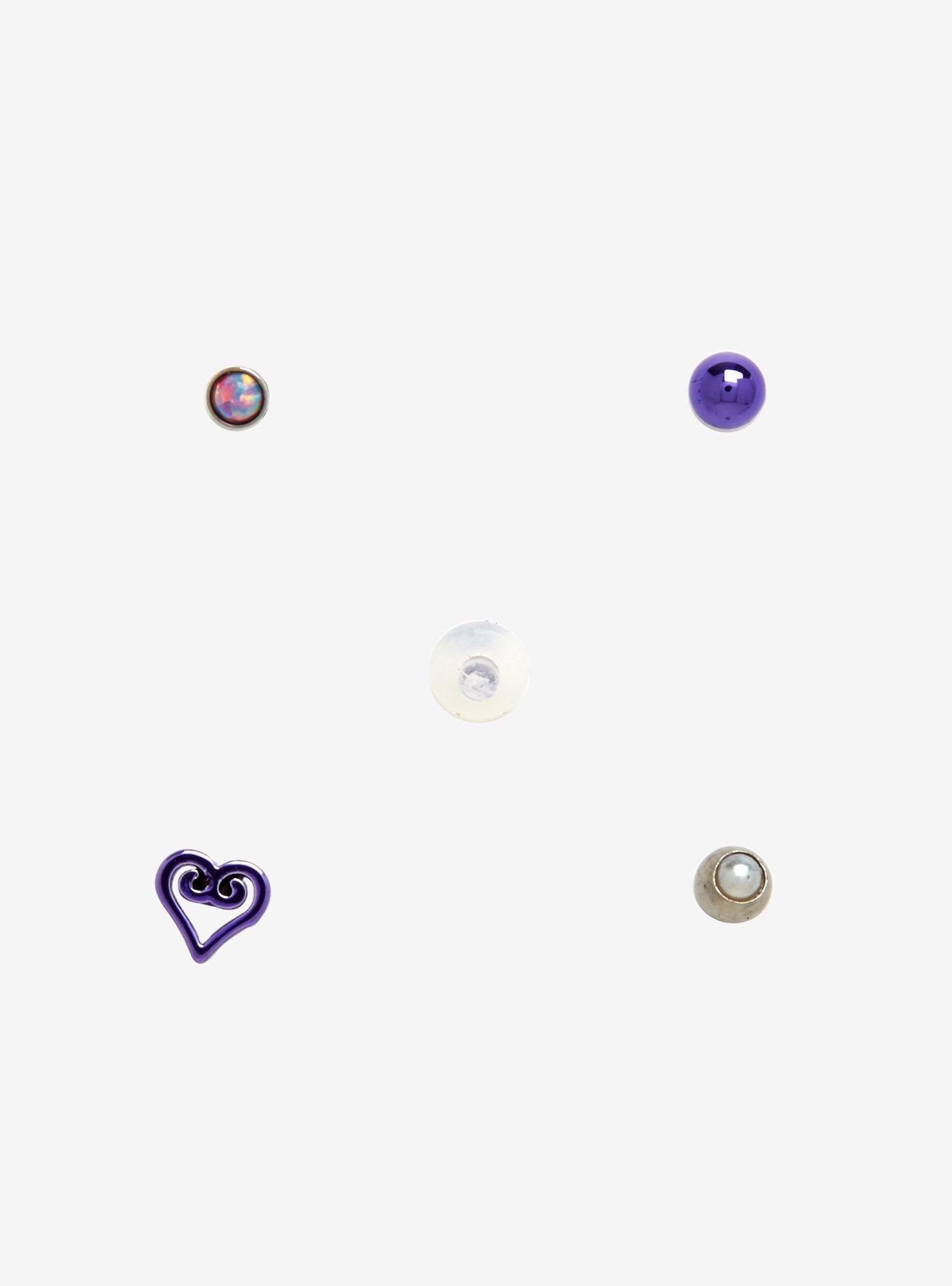 Steel Purple Heart & Retainer 5 Pack, MULTI, hi-res