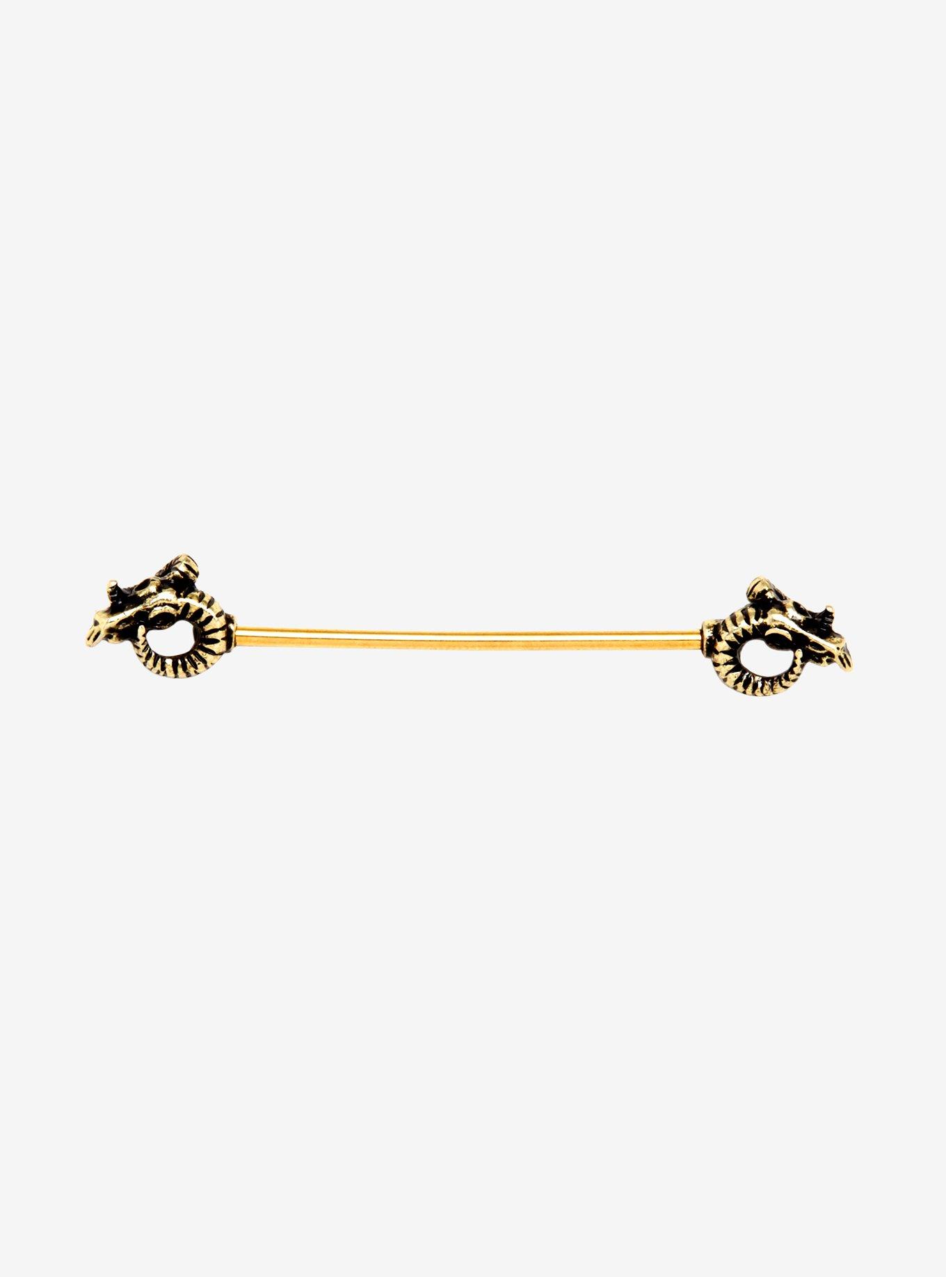 14G Steel Goat Skulls Industrial Barbell, , hi-res