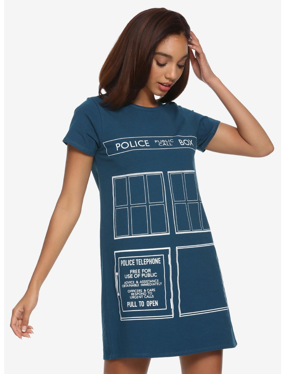 Her Universe Doctor Who TARDIS T-Shirt Dress, NAVY, hi-res