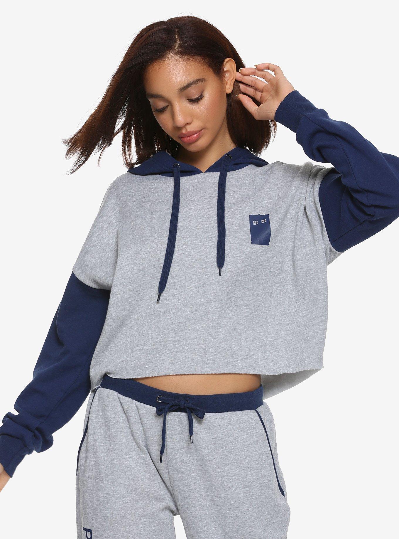 Her Universe Doctor Who Thirteen & TARDIS Cropped Hoodie, GREY, hi-res