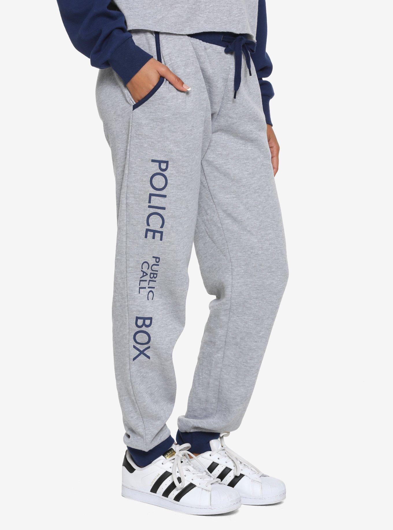 Her Universe Doctor Who Police Call Box Girls Jogger Pants, GREY, hi-res