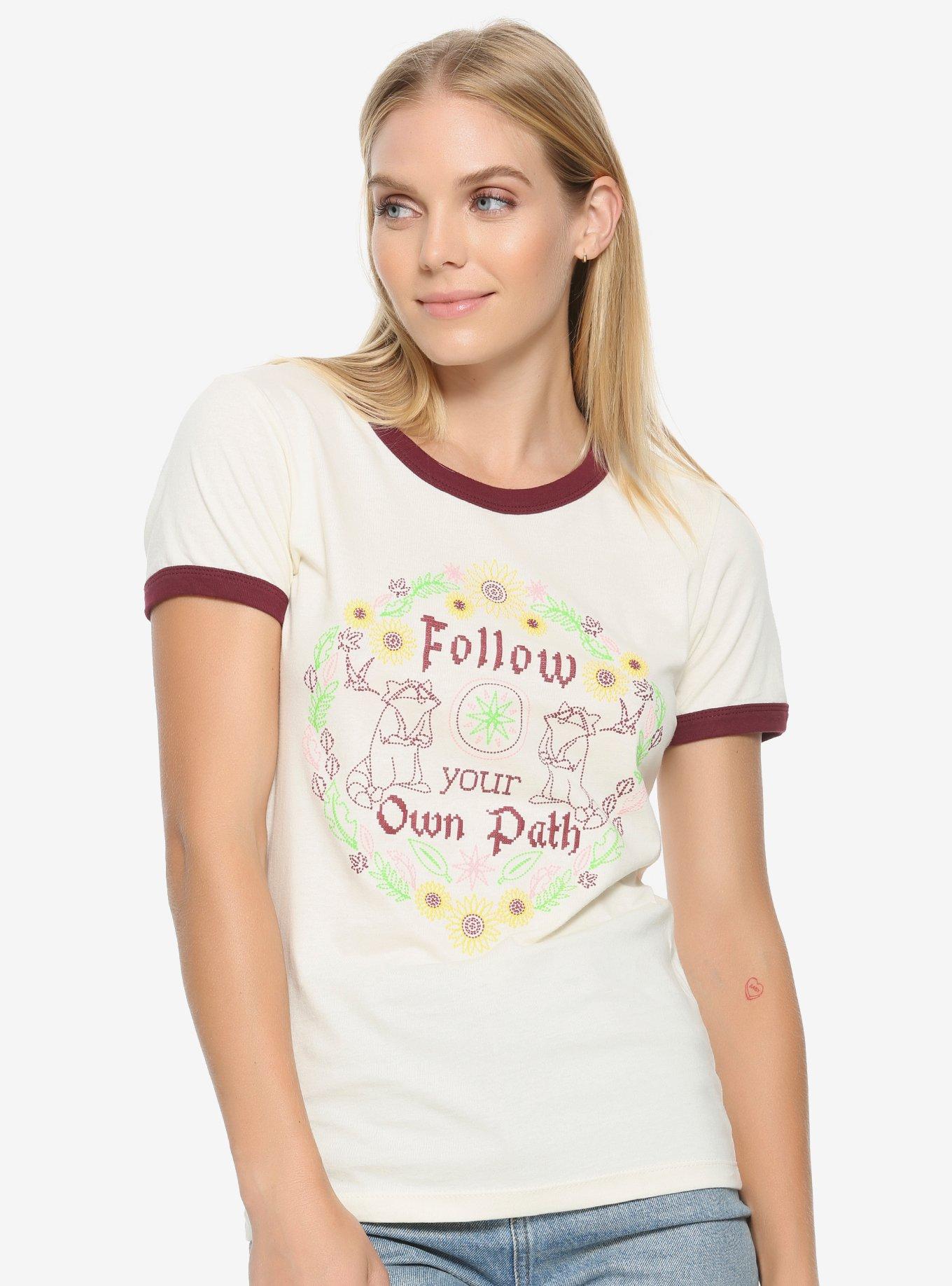 Disney Pocahontas Own Path Womens Ringer T-Shirt - BoxLunch Exclusive, NATURAL, hi-res