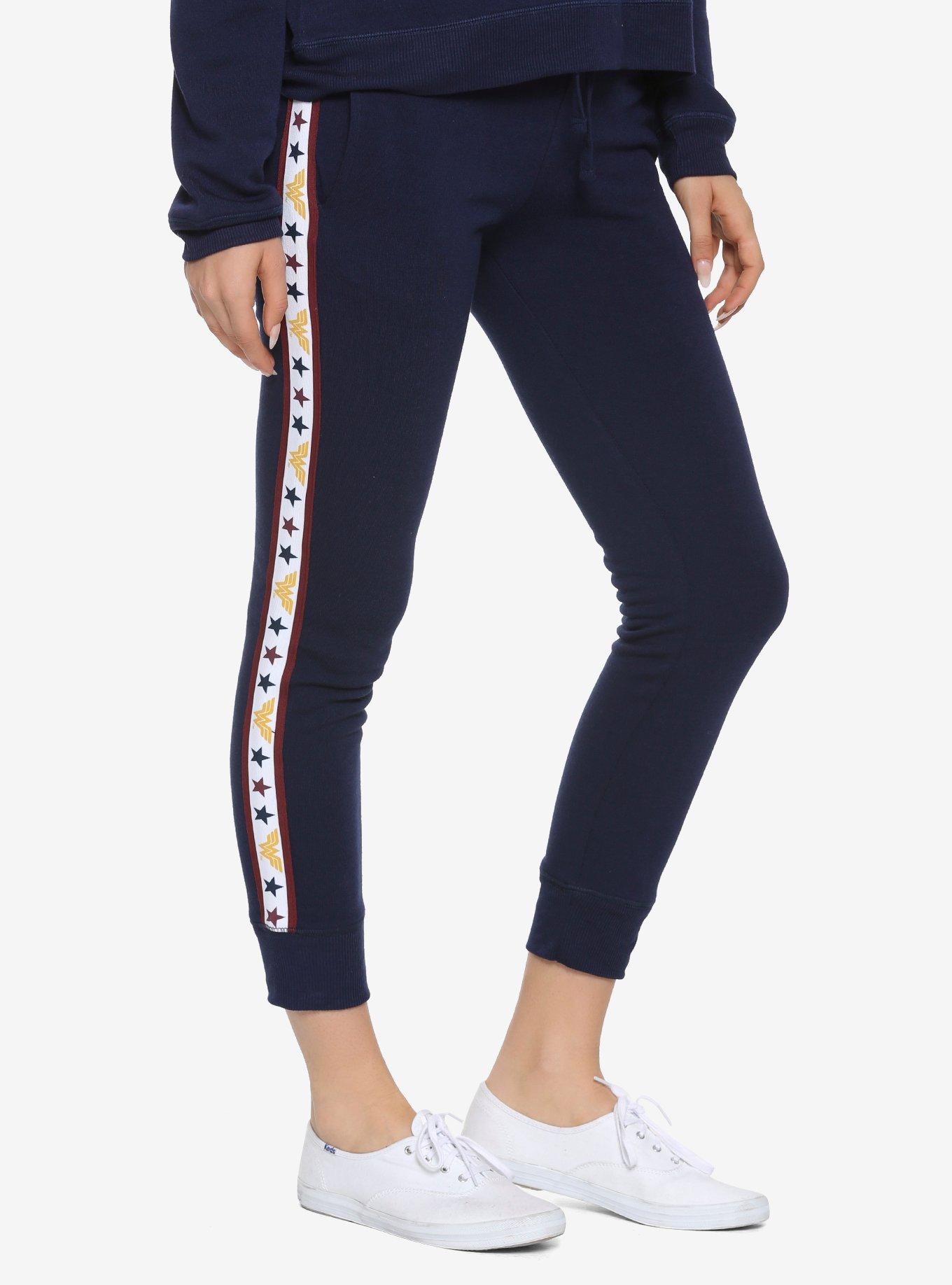 DC Comics Wonder Woman Taped Navy Womens Jogger Pants, NAVY, hi-res