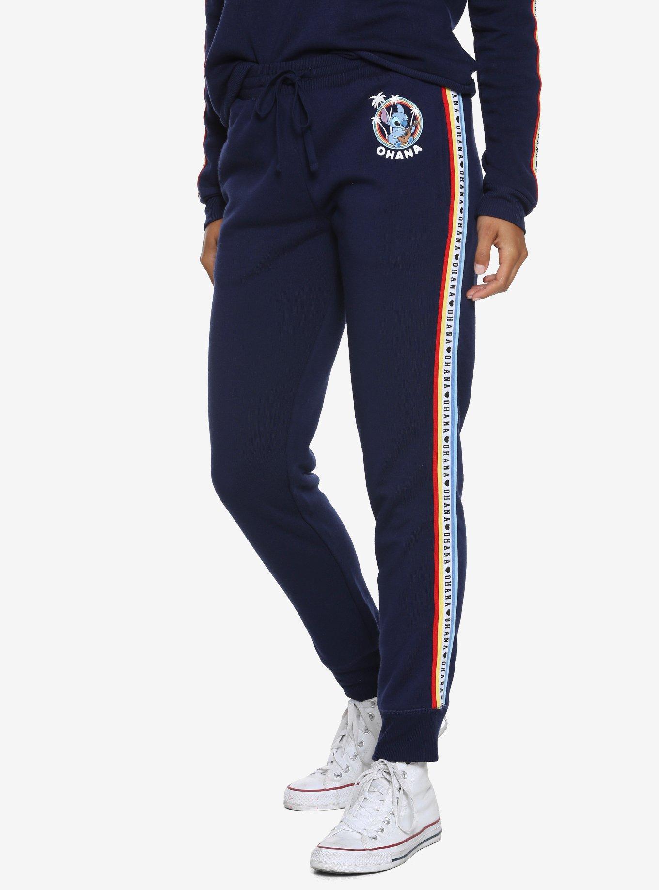 Disney Lilo & Stitch Rainbow Taped Jogger Pants - BoxLunch Exclusive, NAVY, hi-res