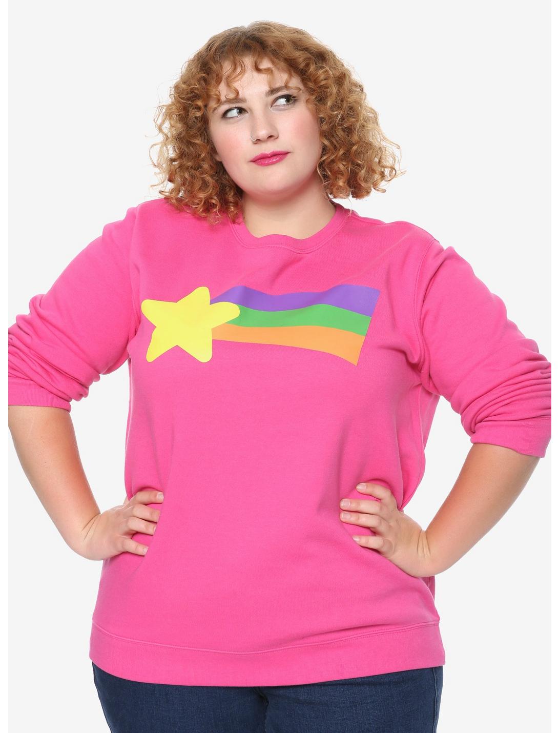 Gravity Falls Mabel Rainbow Star Sweatshirt Plus Size, PINK, hi-res