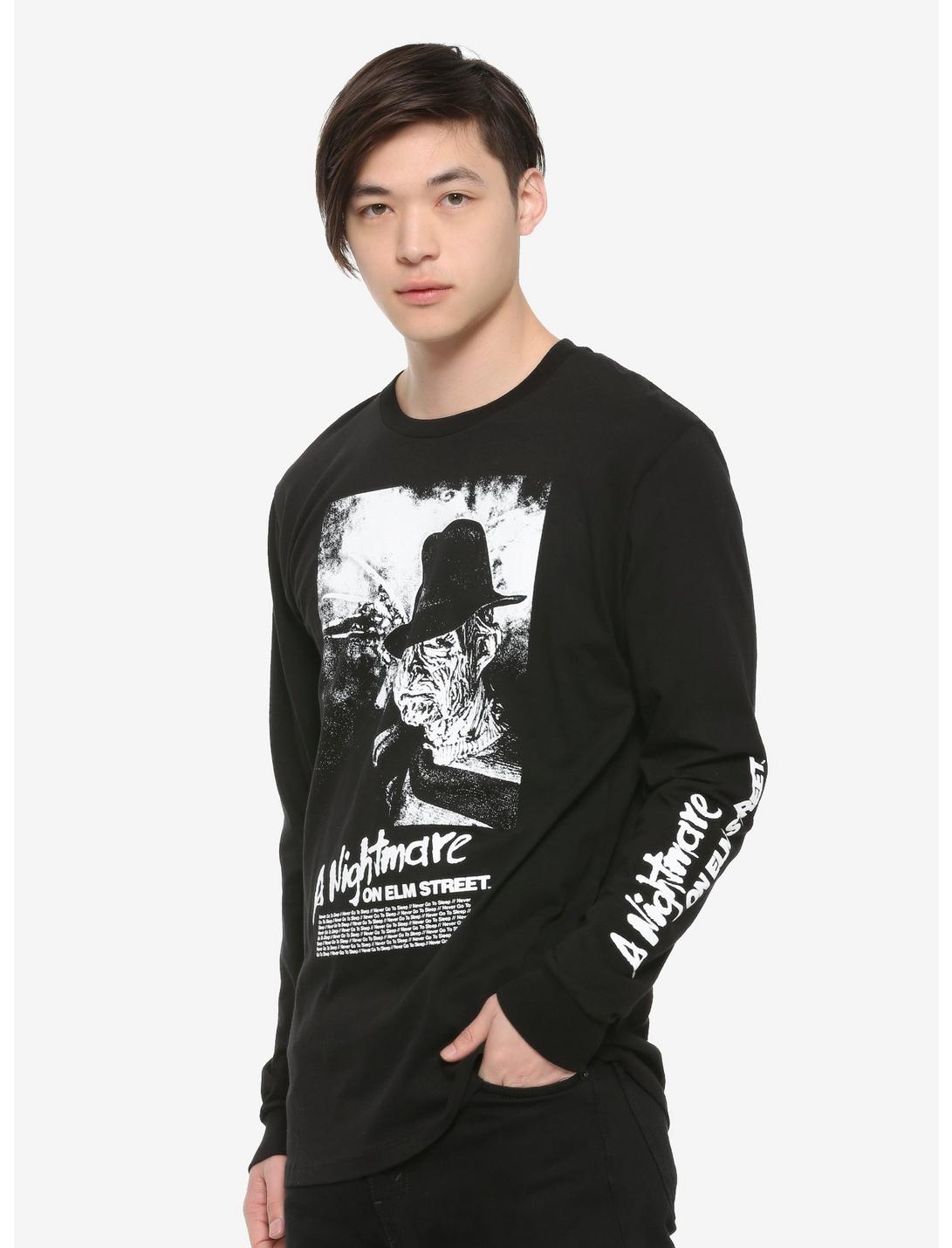 A Nightmare On Elm Street Black & White Freddy Long-Sleeve T-Shirt Hot Topic Exclusive, BLACK, hi-res