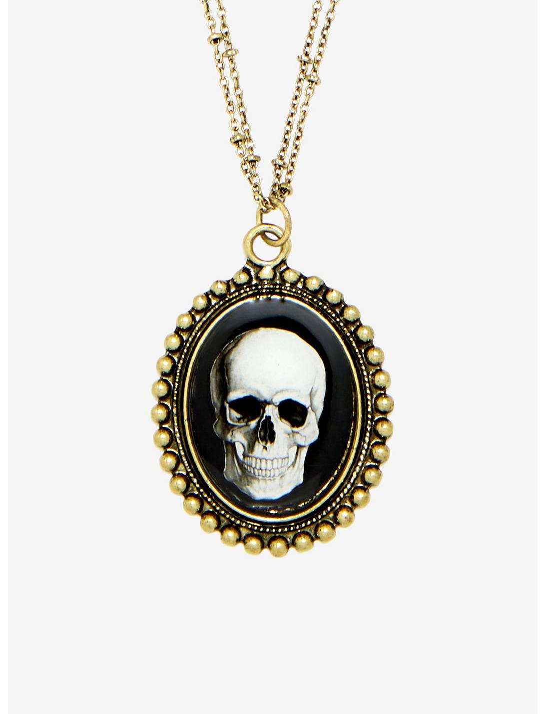 Skull Plaque Long Necklace, , hi-res
