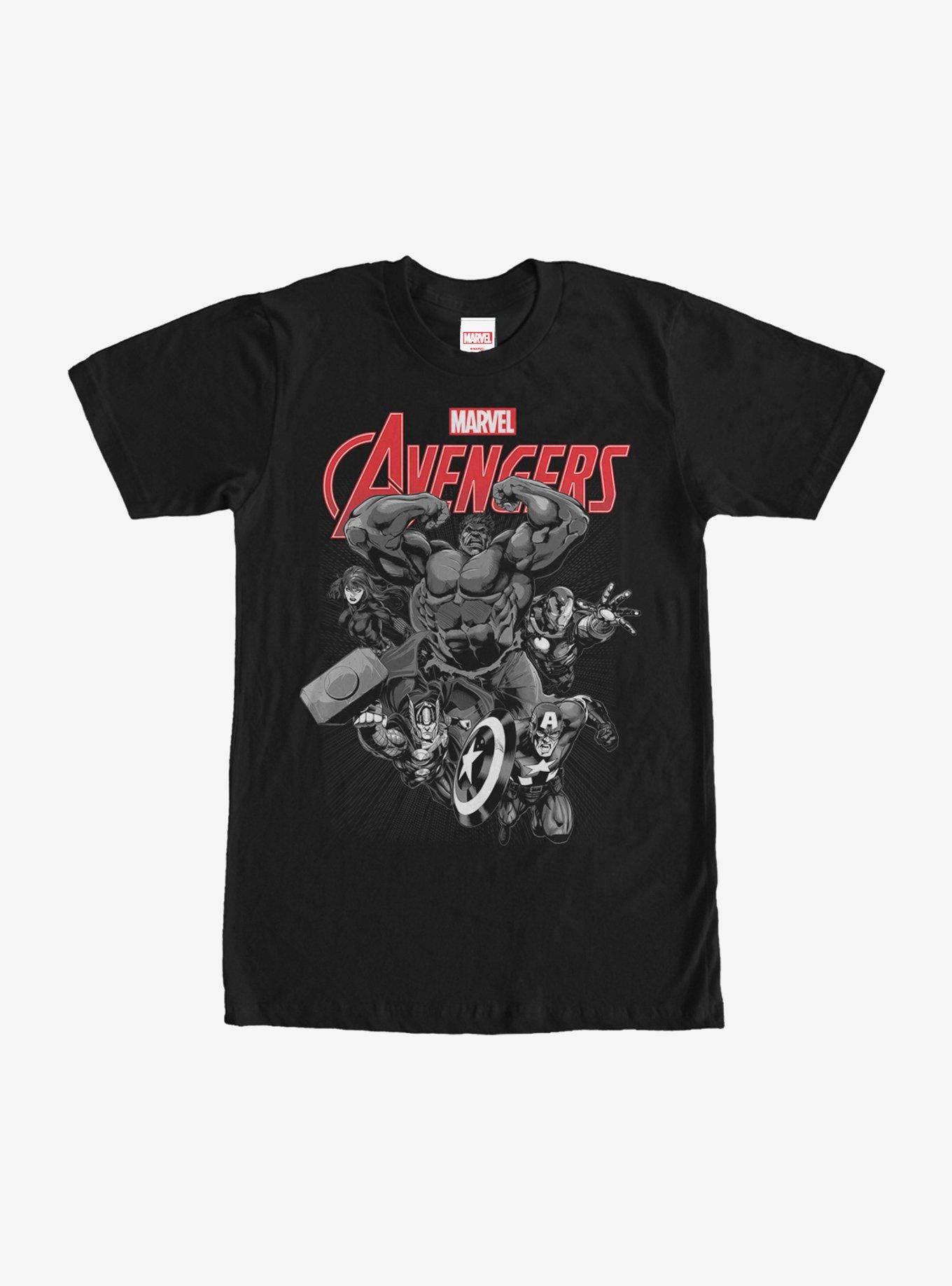 Marvel Avengers Attack Comic Greyscale T-Shirt