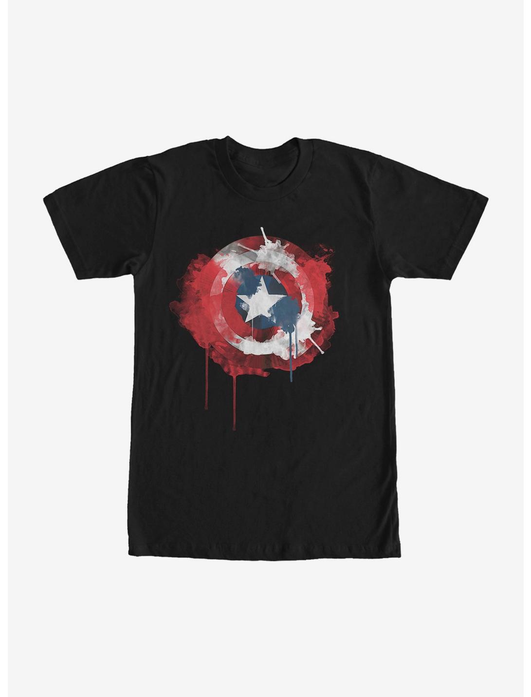 Marvel Captain America Shield Watercolor Print T-Shirt, BLACK, hi-res