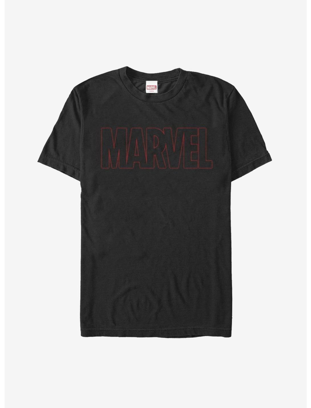 Marvel Classic Red Outline Logo T-Shirt, BLACK, hi-res