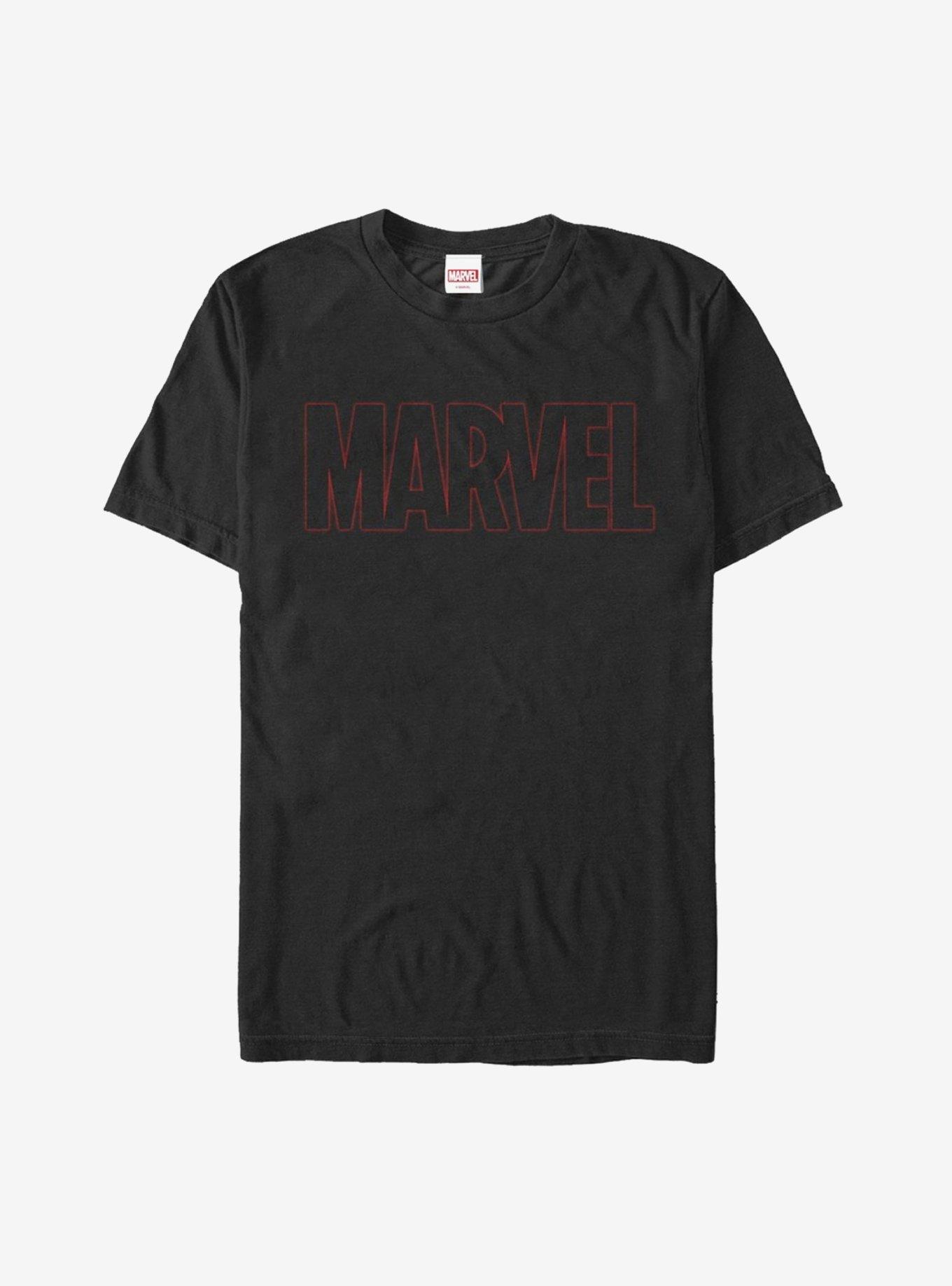 Marvel Classic Red Outline Logo T-Shirt, BLACK, hi-res