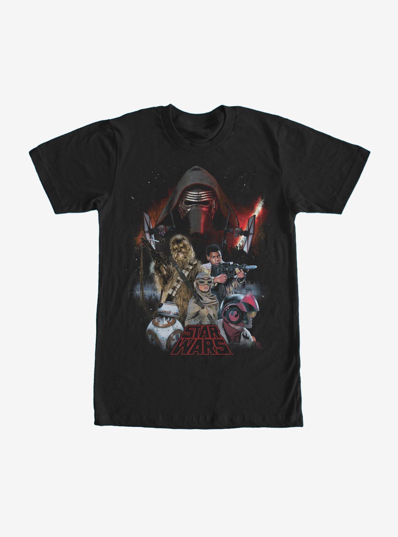 Star Wars Episode VII Force Awakens Characters T-Shirt, BLACK, hi-res