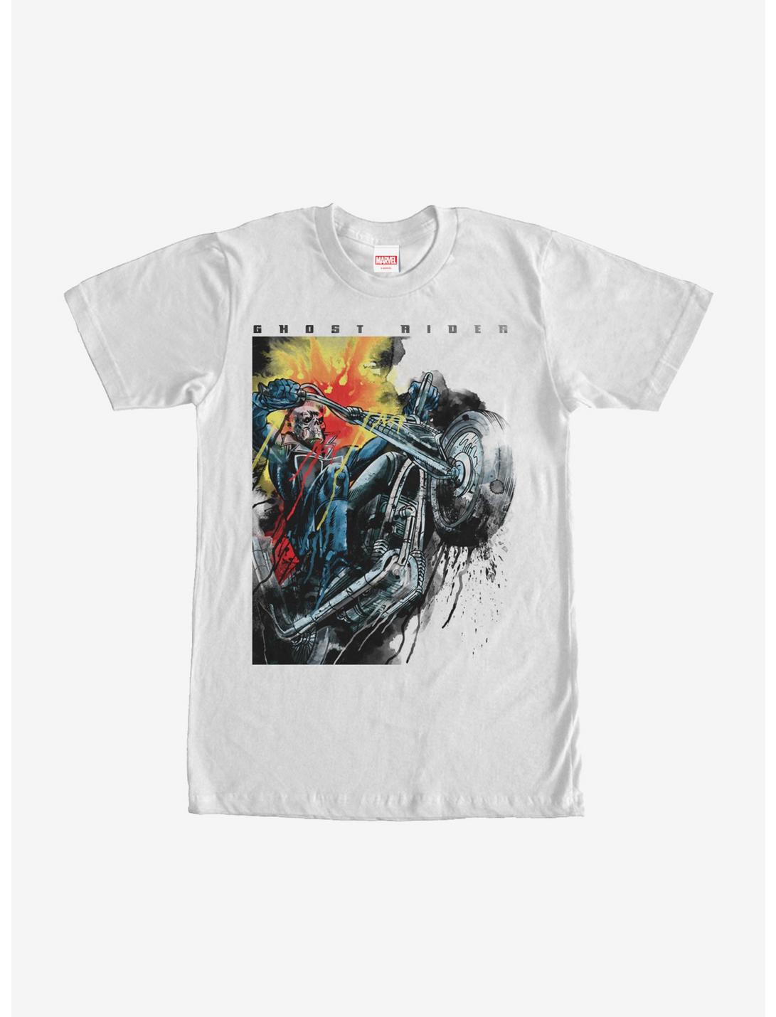 Marvel Ghost Rider Paint Splatter Print T-Shirt, WHITE, hi-res