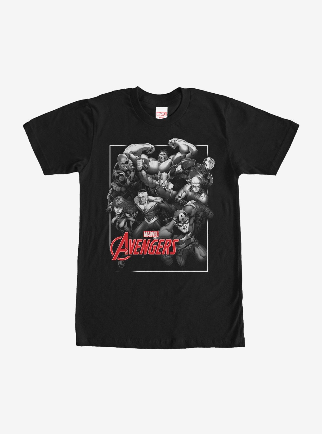 Marvel Grayscale Avengers T-Shirt - BLACK | Hot Topic