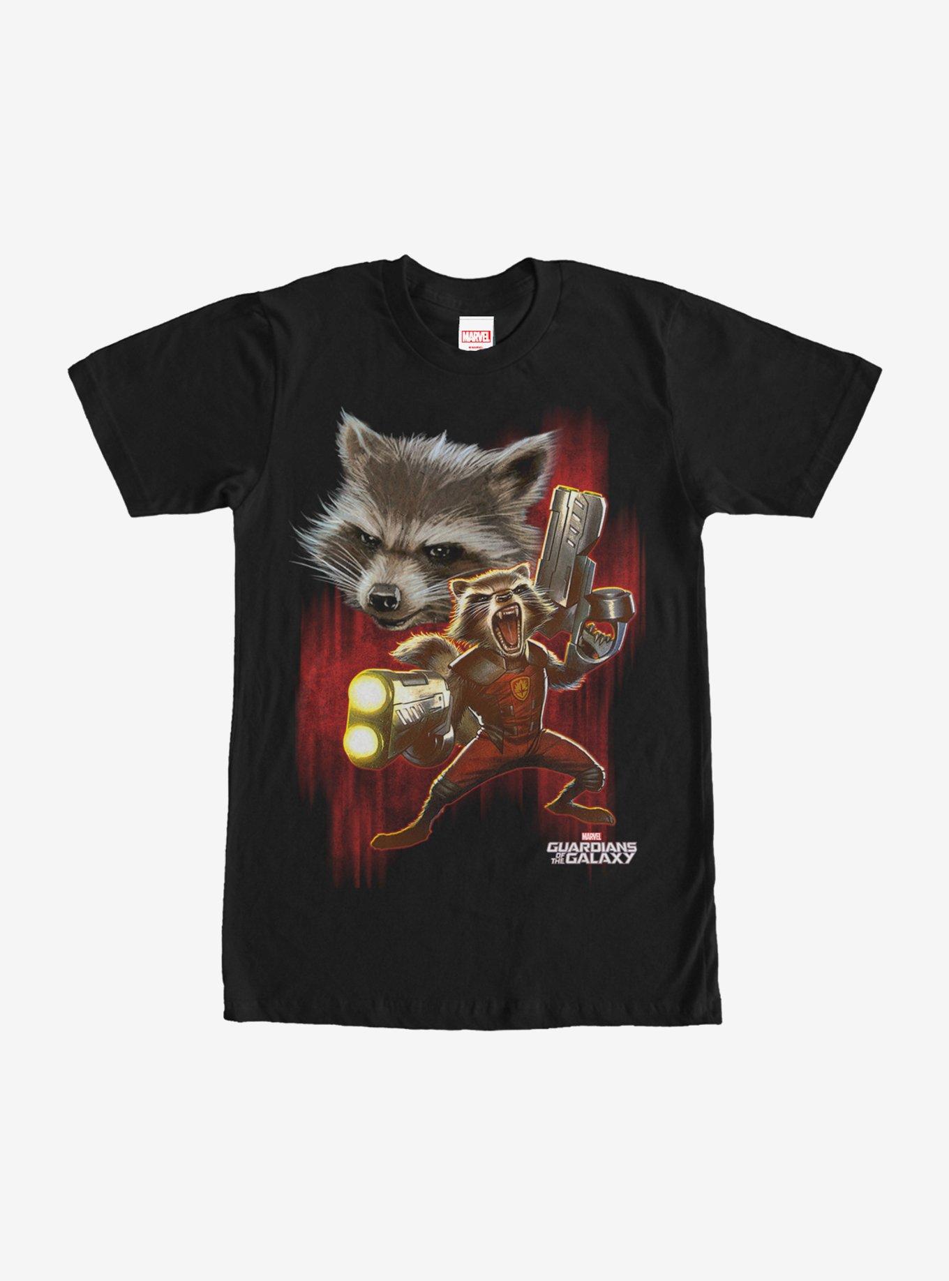 Marvel Guardians of the Galaxy Rocket Fight T-Shirt, BLACK, hi-res