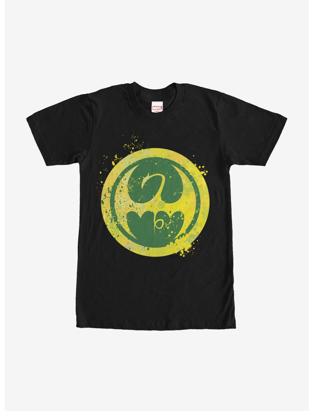 Marvel Iron Fist Dragon Splatter Logo T-Shirt, BLACK, hi-res