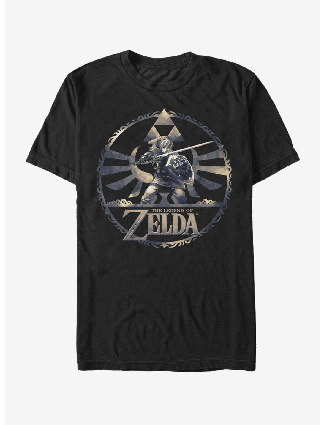 Nintendo Legend of Zelda Link Circle Pattern T-Shirt, BLACK, hi-res