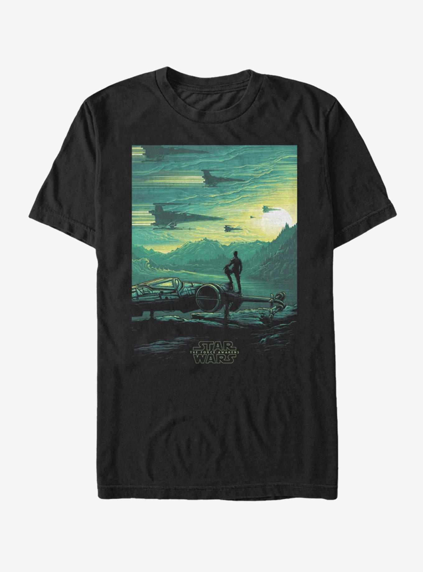 Star Wars Poe X-Wing Sunset T-Shirt, BLACK, hi-res