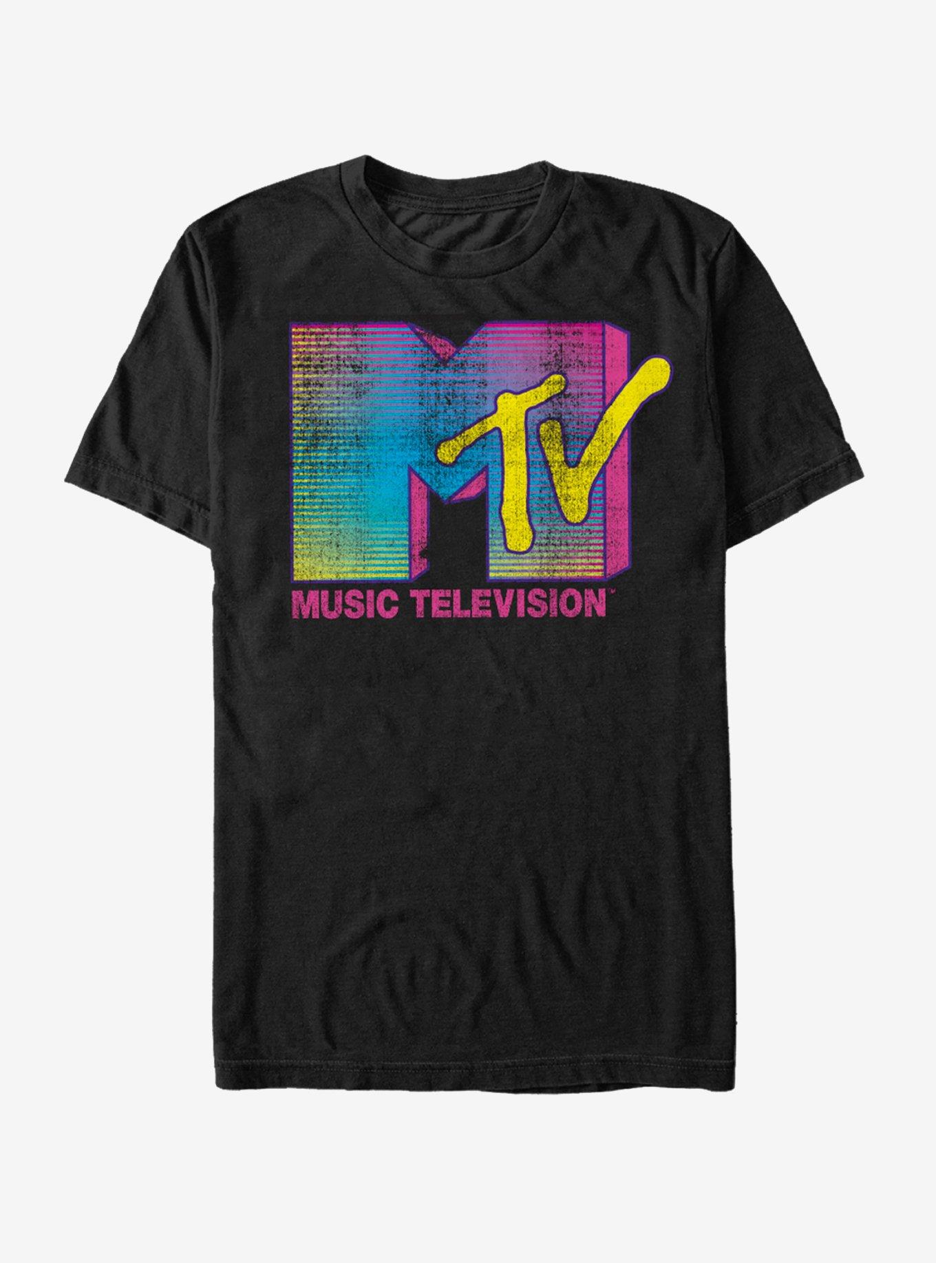 MTV Stripe Logo T-Shirt, BLACK, hi-res