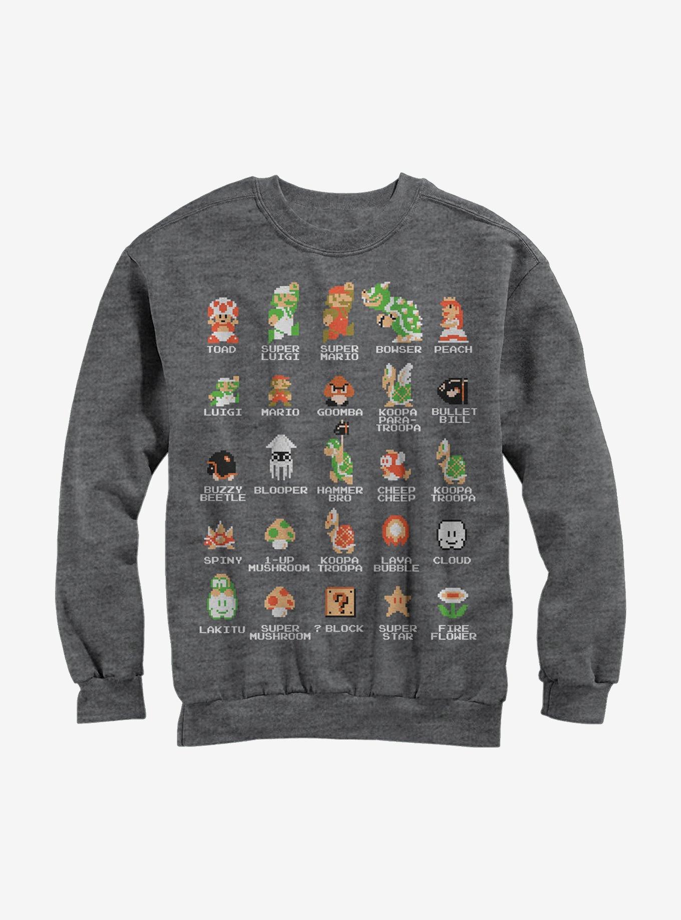 Nintendo Super Mario Bros Character Guide Sweatshirt, , hi-res