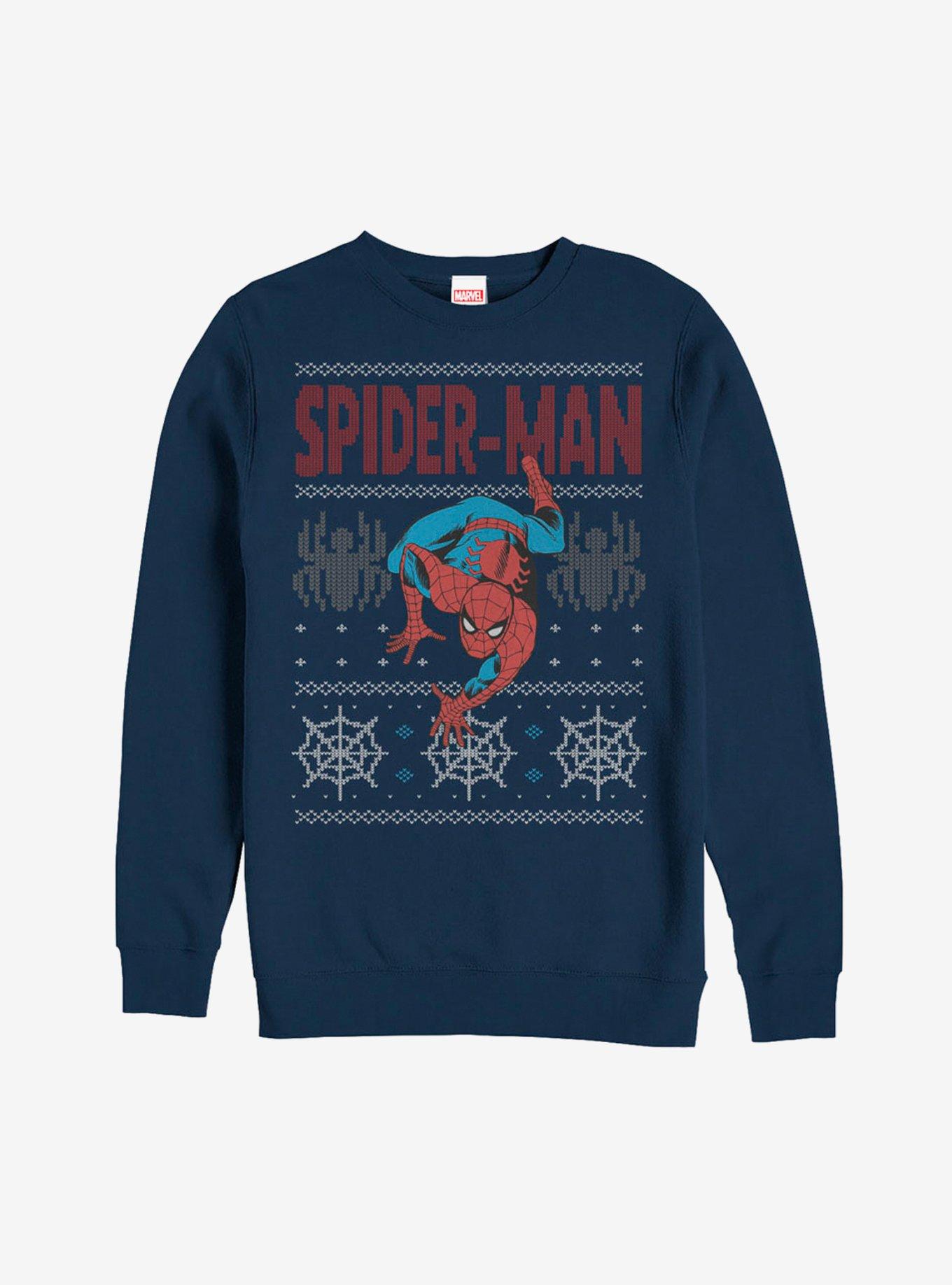 Marvel Ugly Christmas Sweater Spider-Man Crawl Sweatshirt - BLUE